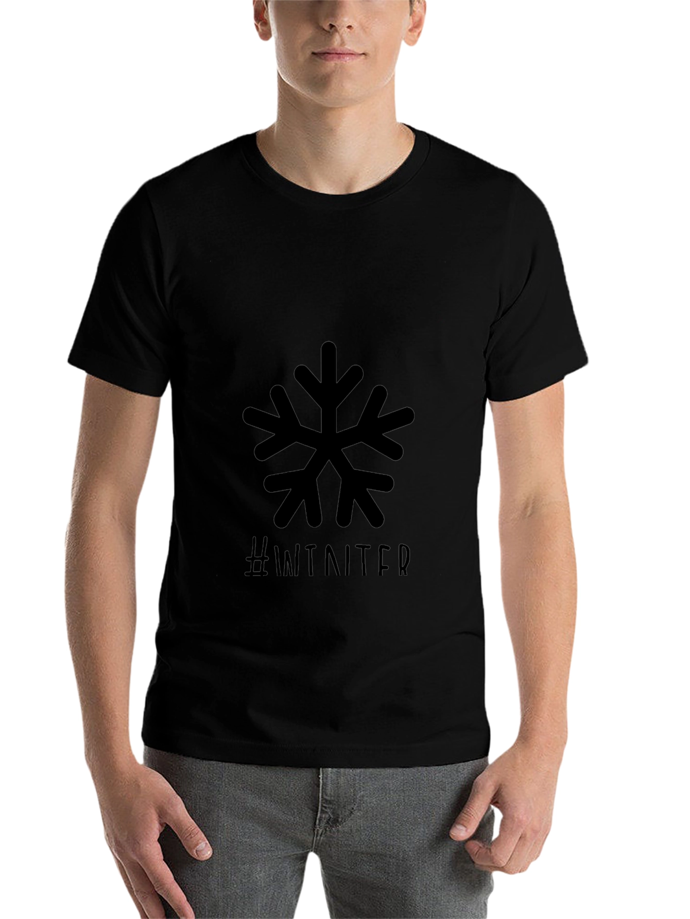 Winter Snowflake Graphic Black T-Shirt