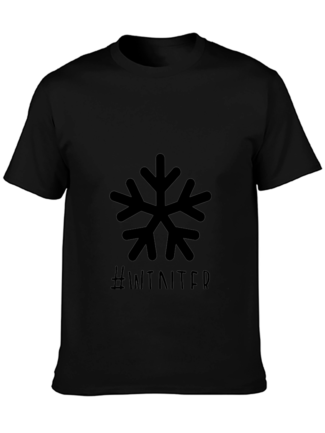 Winter Snowflake Graphic Black T-Shirt