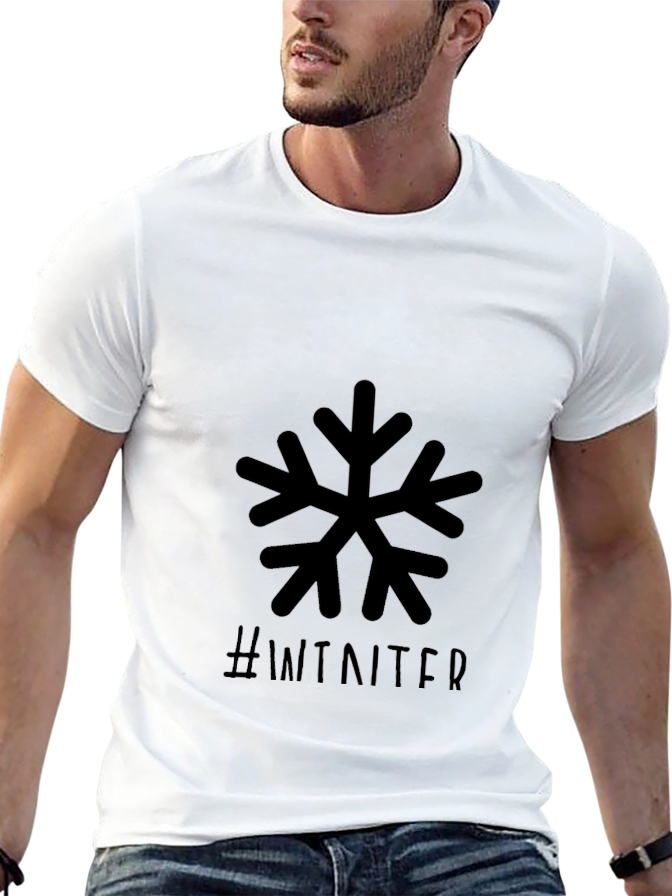 Winter Snowflake Graphic Black T-Shirt