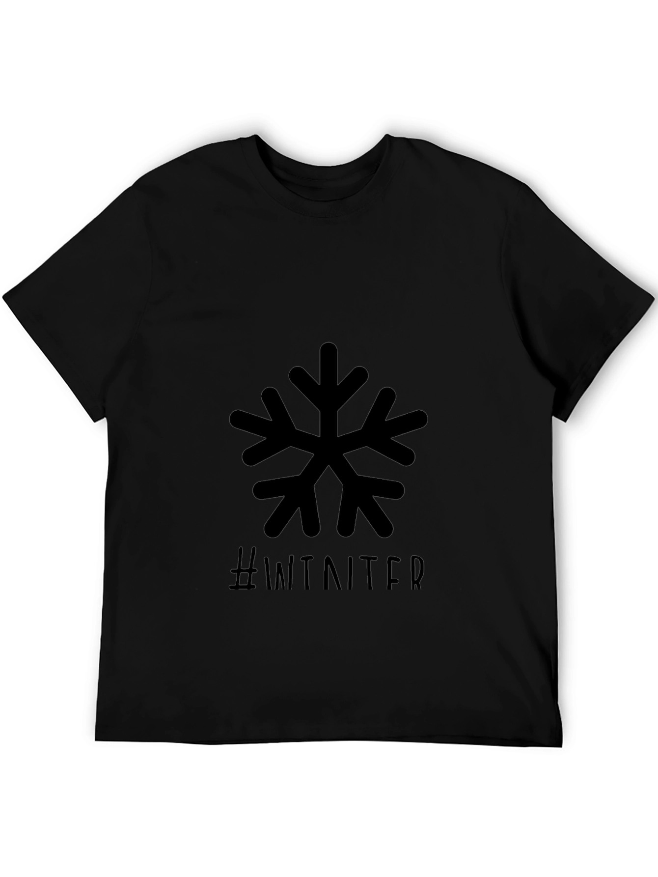 Winter Snowflake Graphic Black T-Shirt