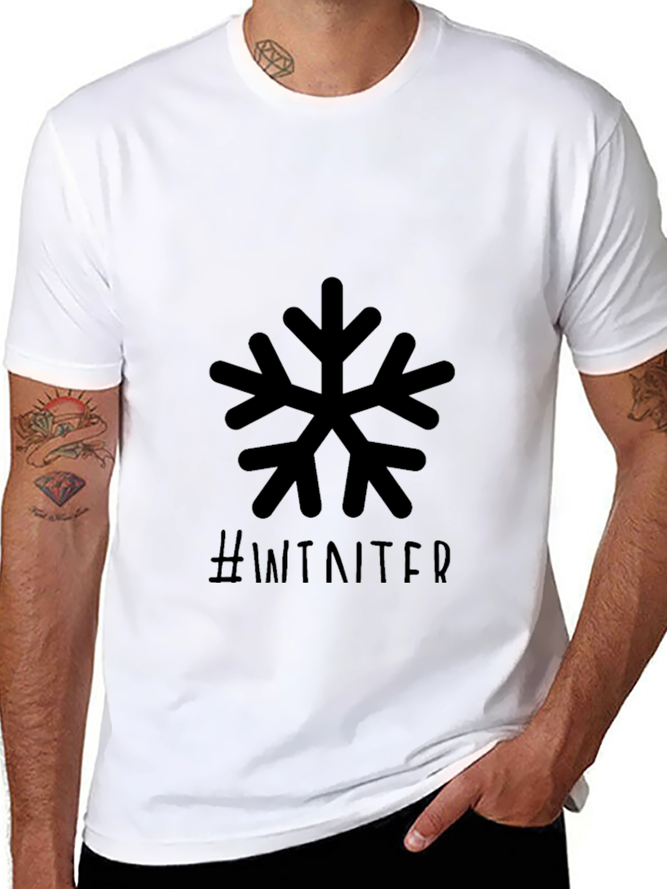 Winter Snowflake Graphic Black T-Shirt