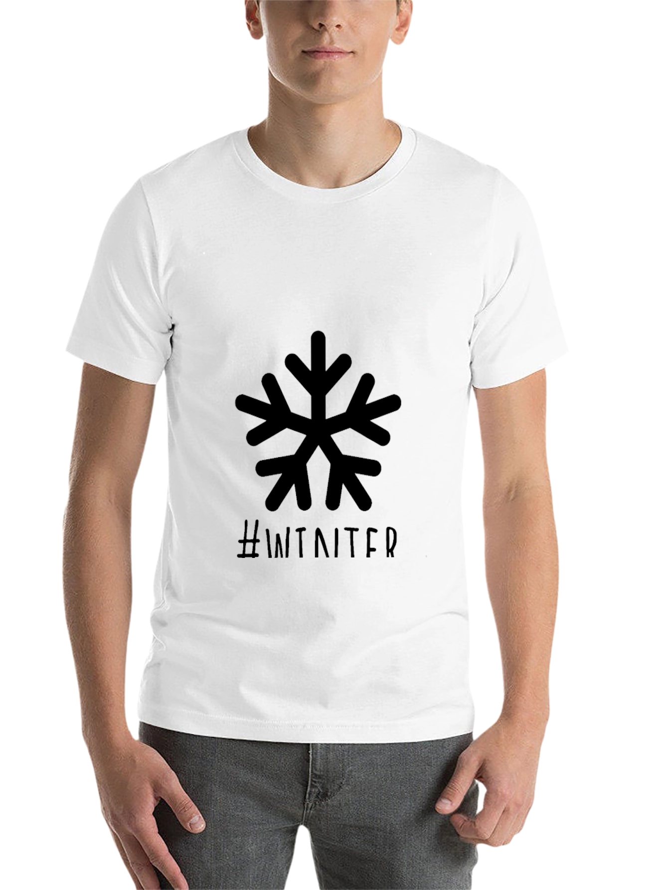 Winter Snowflake Graphic Black T-Shirt