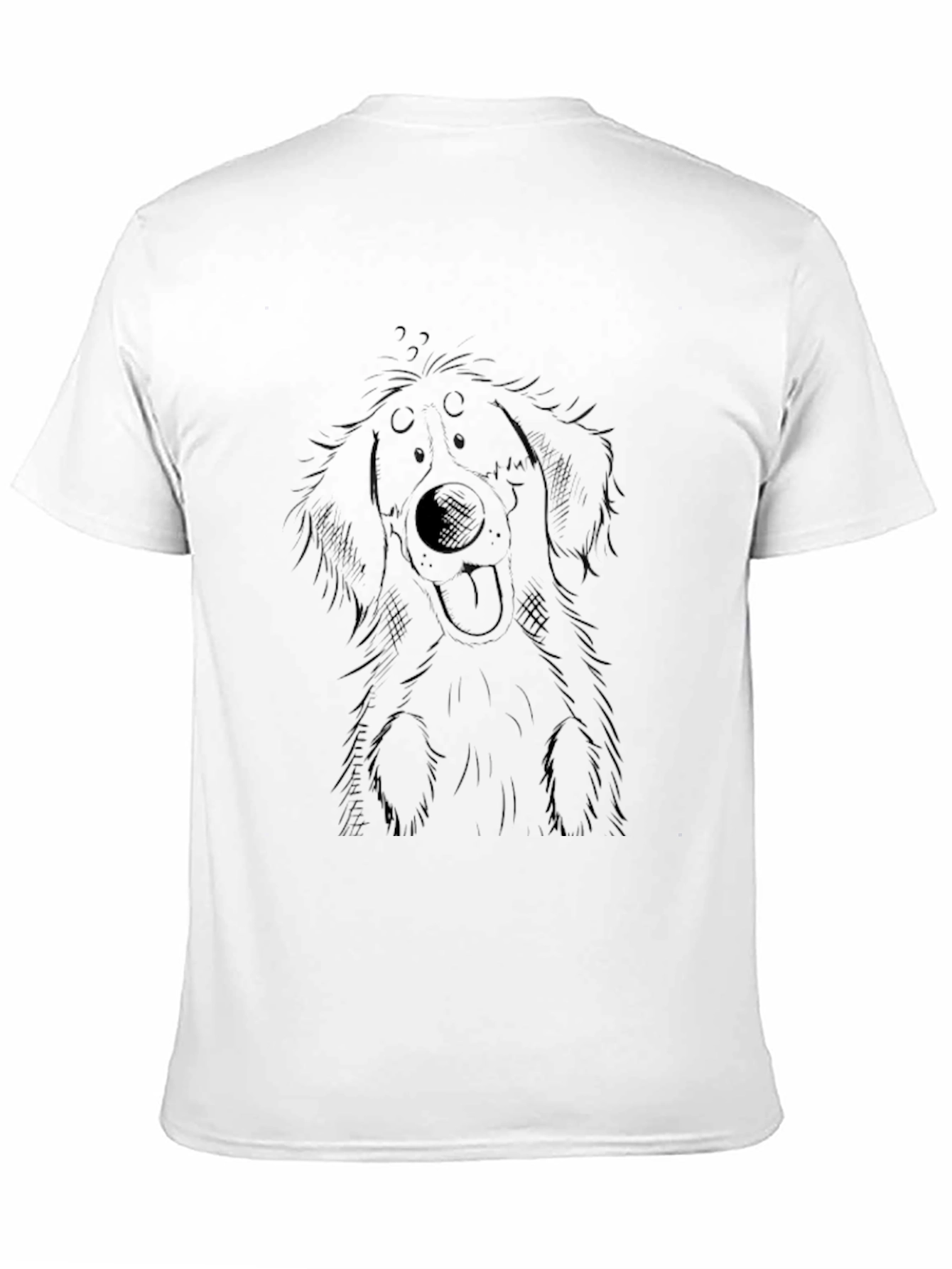 Black T-Shirt with Dog Sketch