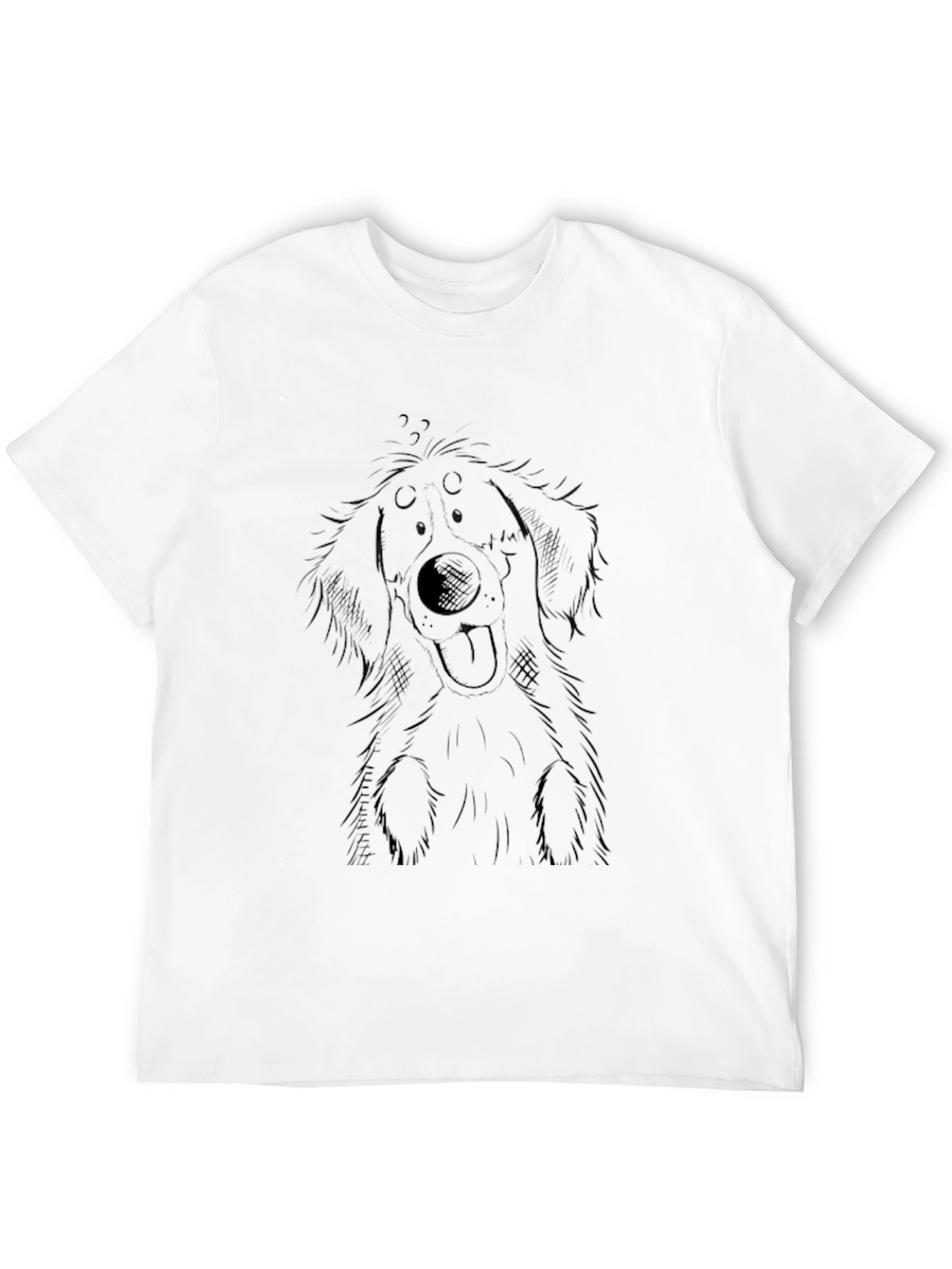 Black T-Shirt with Dog Sketch
