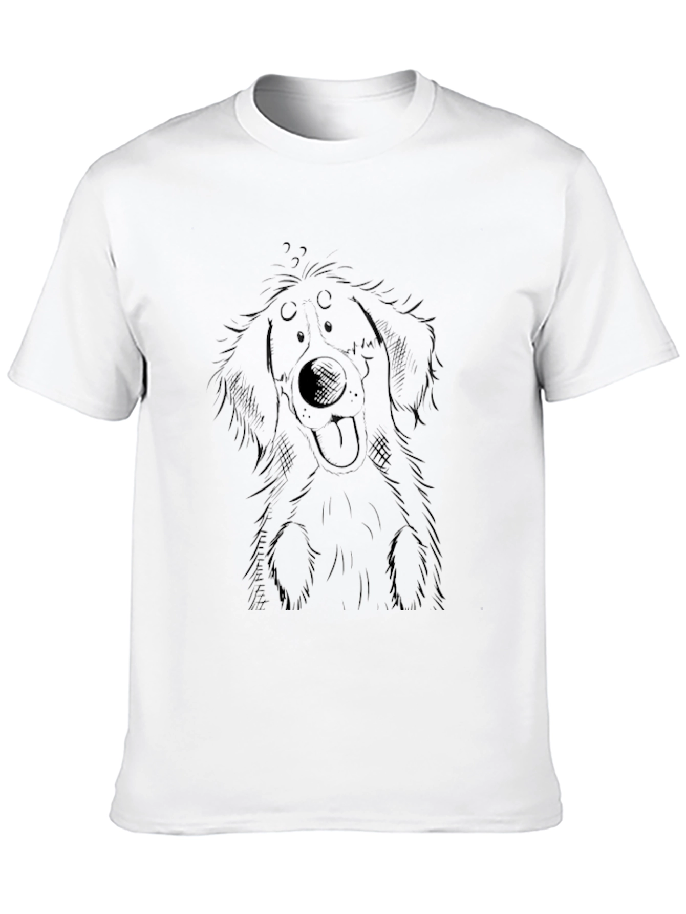 Black T-Shirt with Dog Sketch