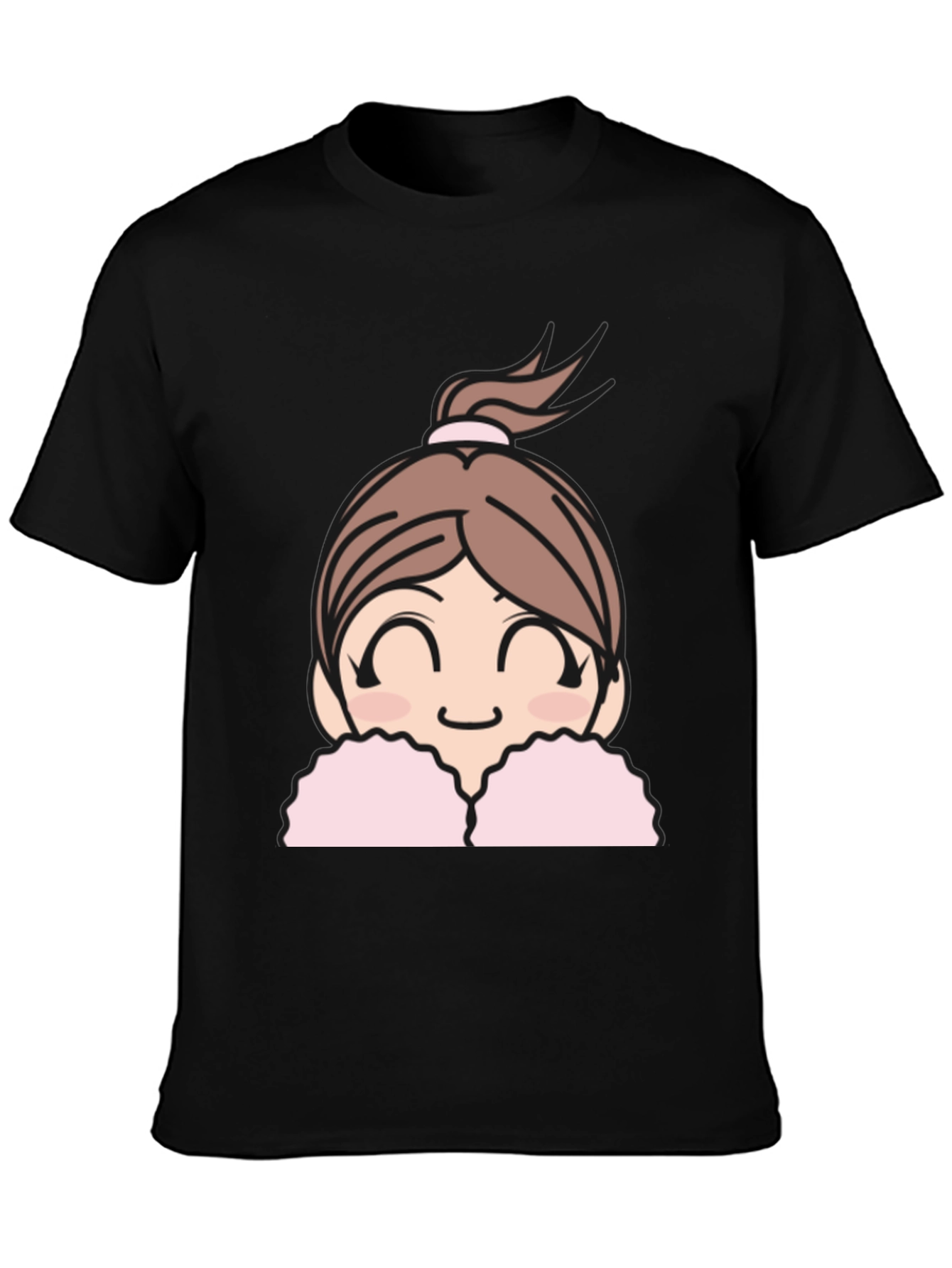 Cute Anime Girl Graphic Black T-Shirt