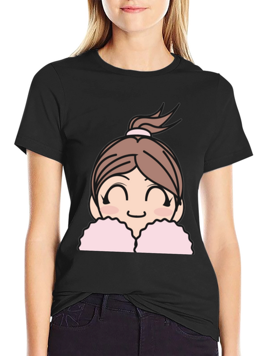 Cute Anime Girl Graphic Black T-Shirt
