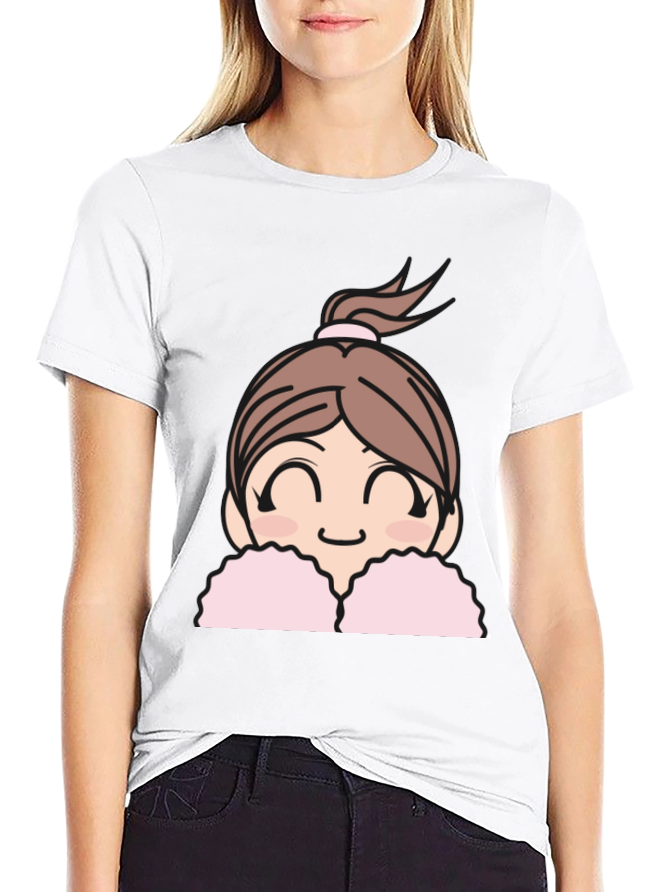 Cute Anime Girl Graphic Black T-Shirt