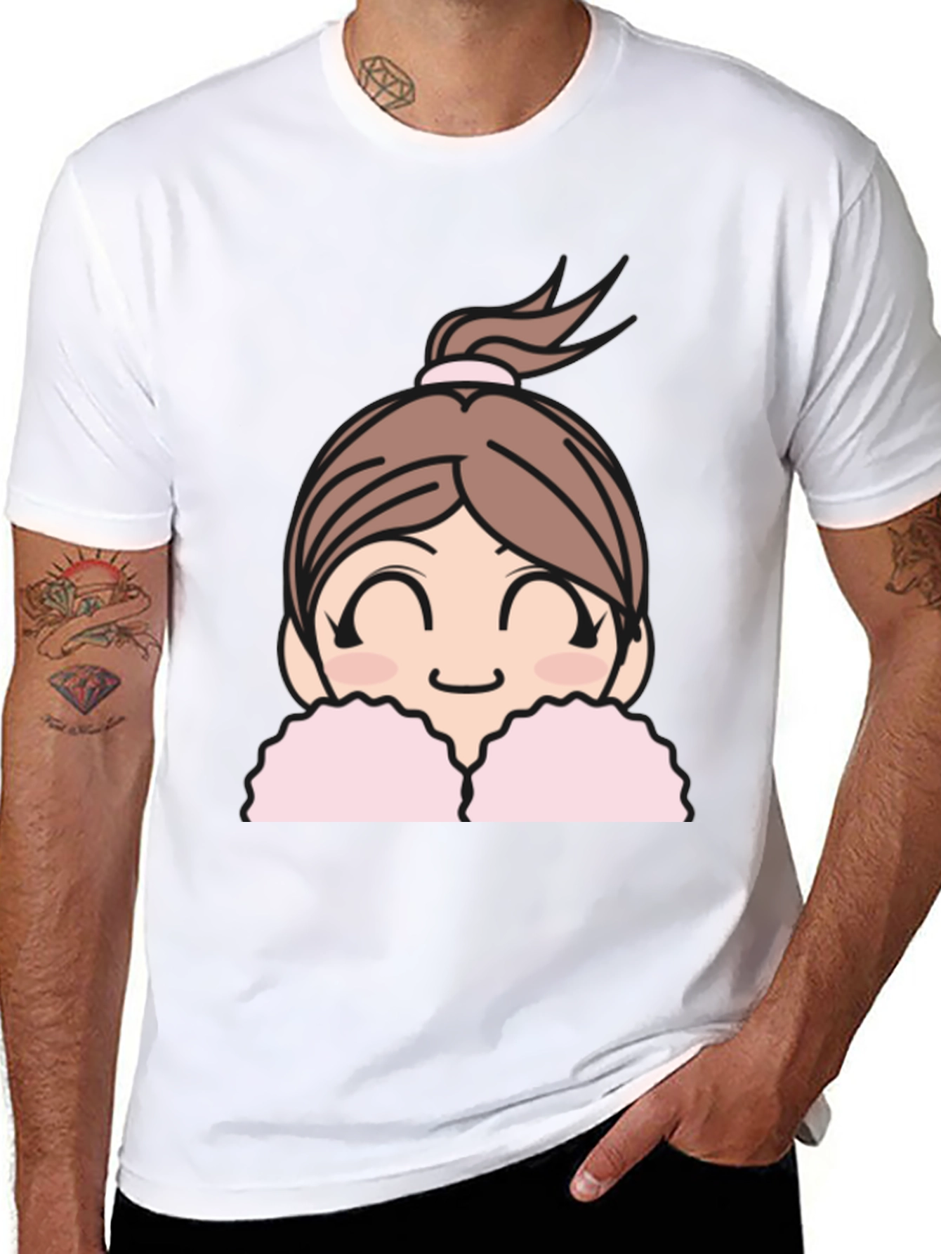 Cute Anime Girl Graphic Black T-Shirt