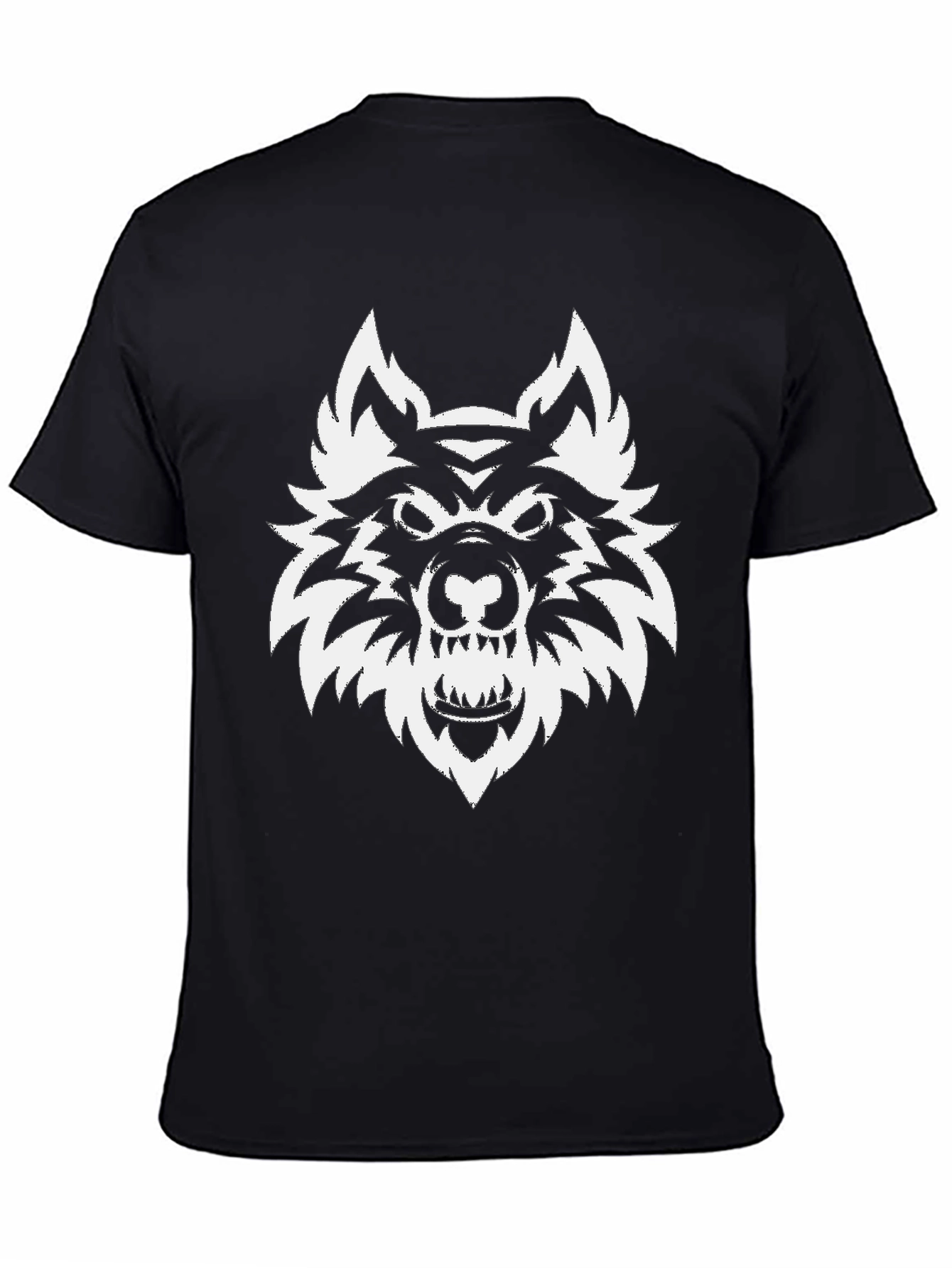 Black T-Shirt with Wolf Graphic