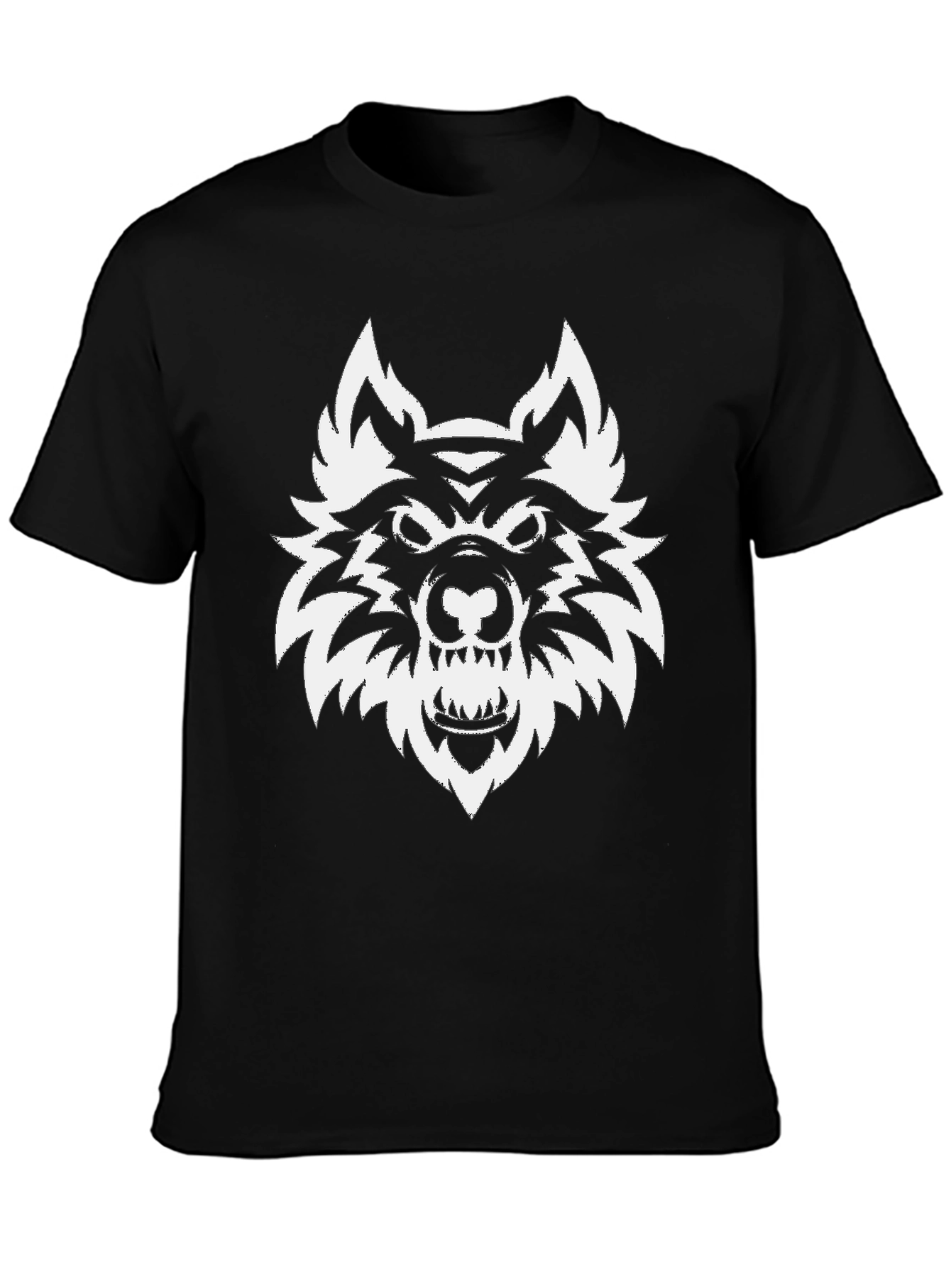 Black T-Shirt with Wolf Graphic