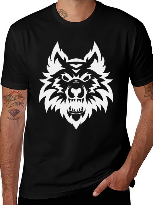 Black T-Shirt with Wolf Graphic