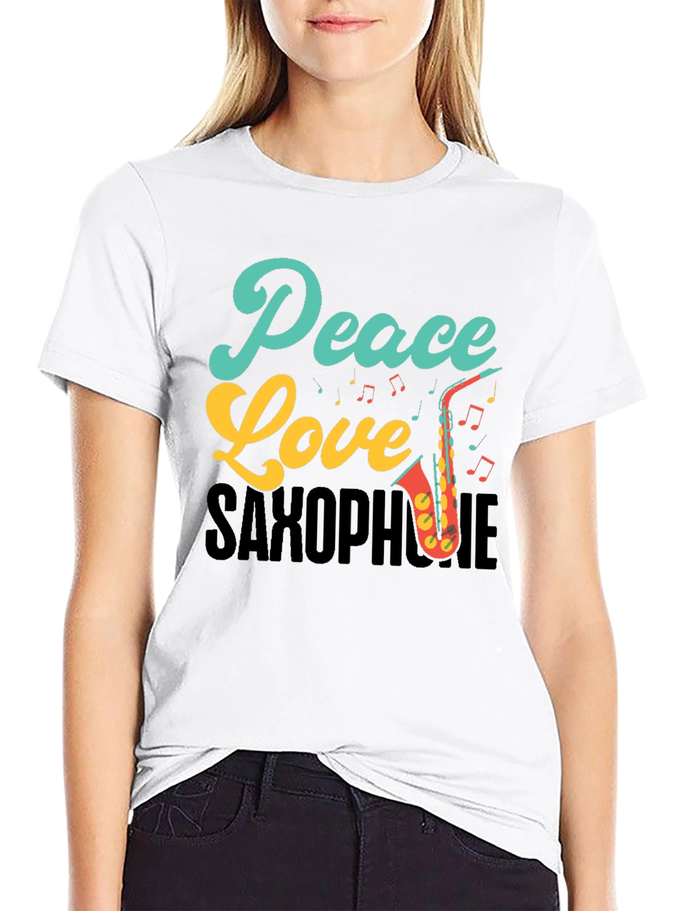 Peace Love Saxophone Graphic Tee