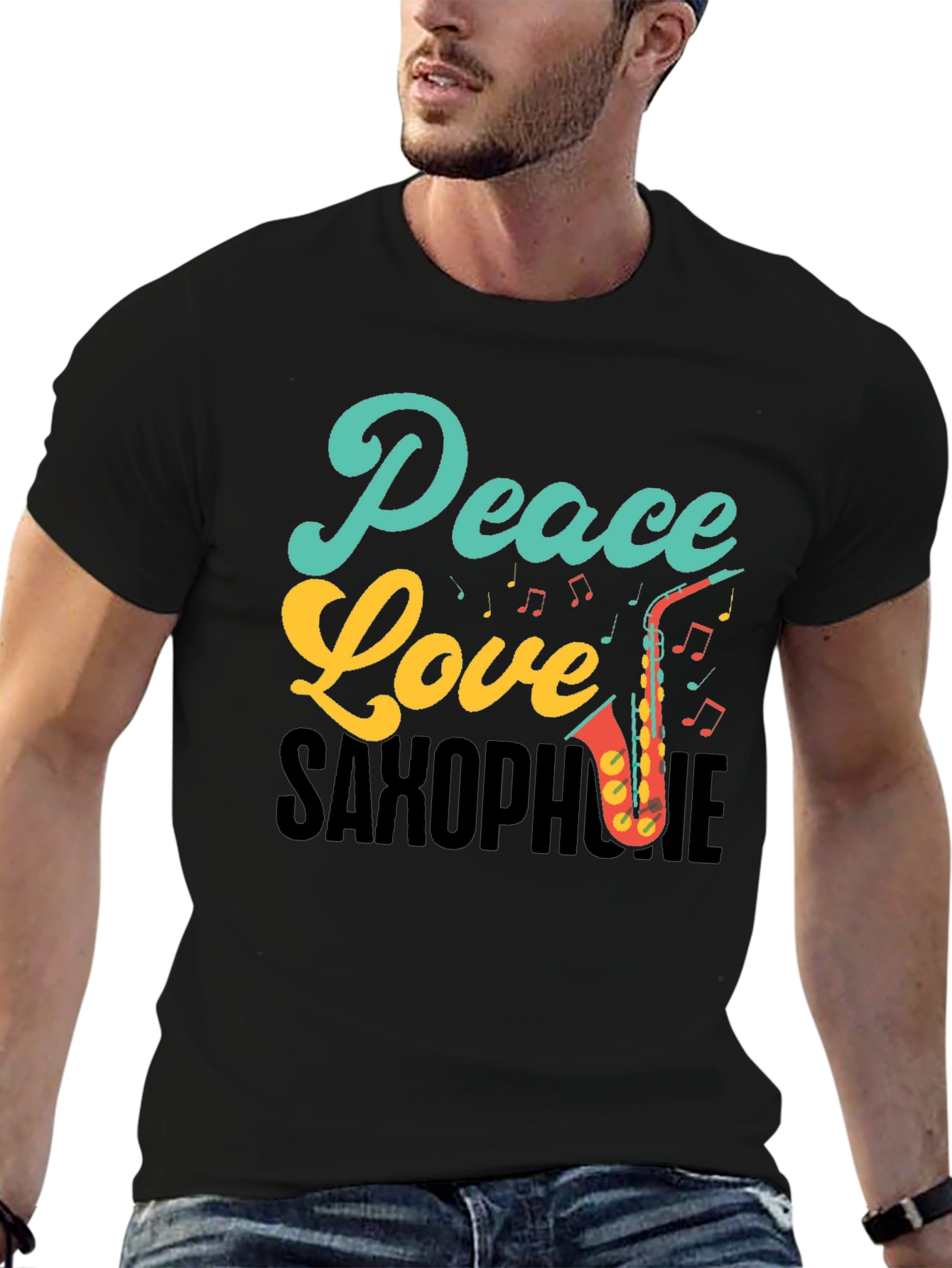 Peace Love Saxophone Graphic Tee