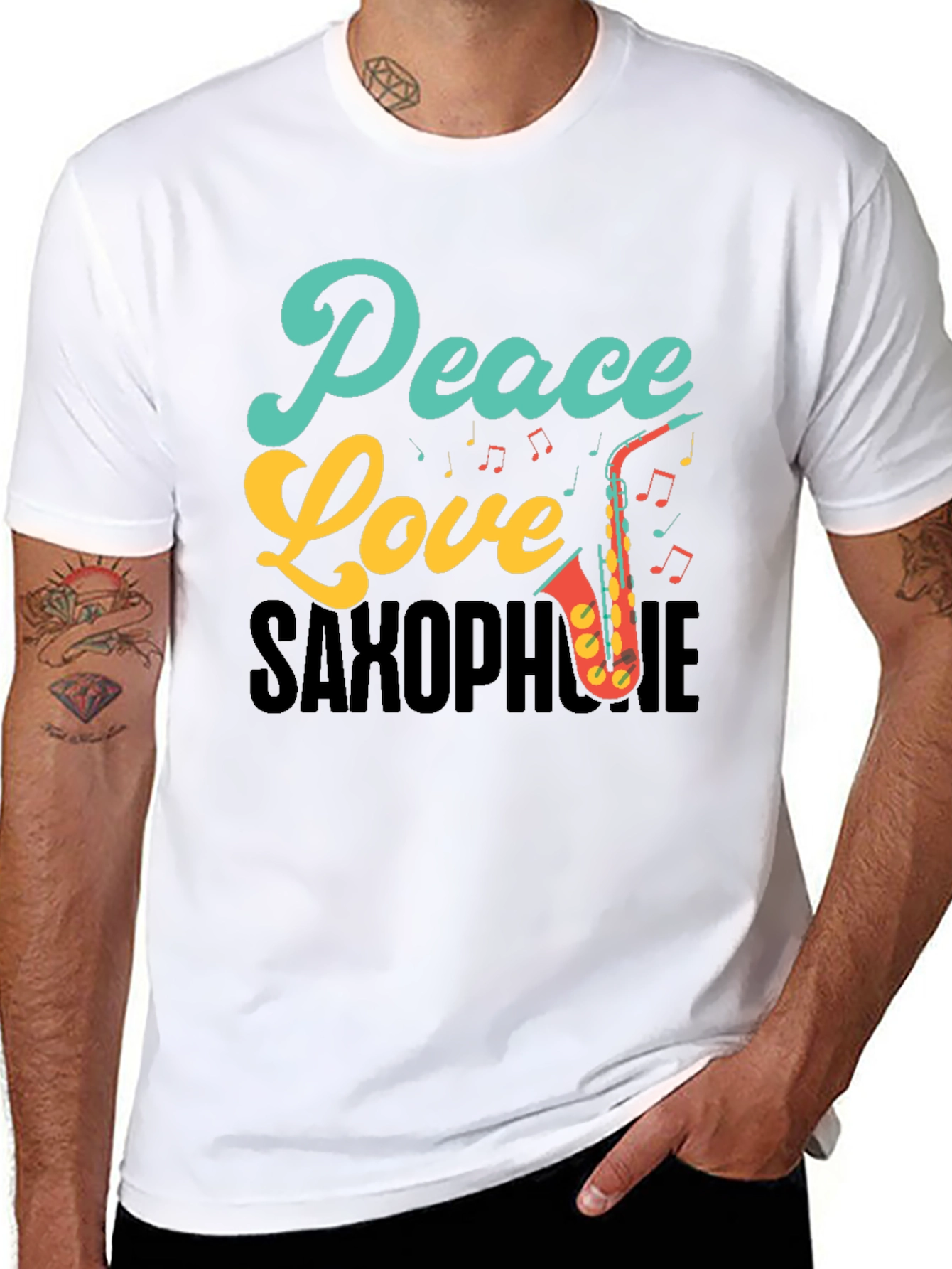 Peace Love Saxophone Graphic Tee