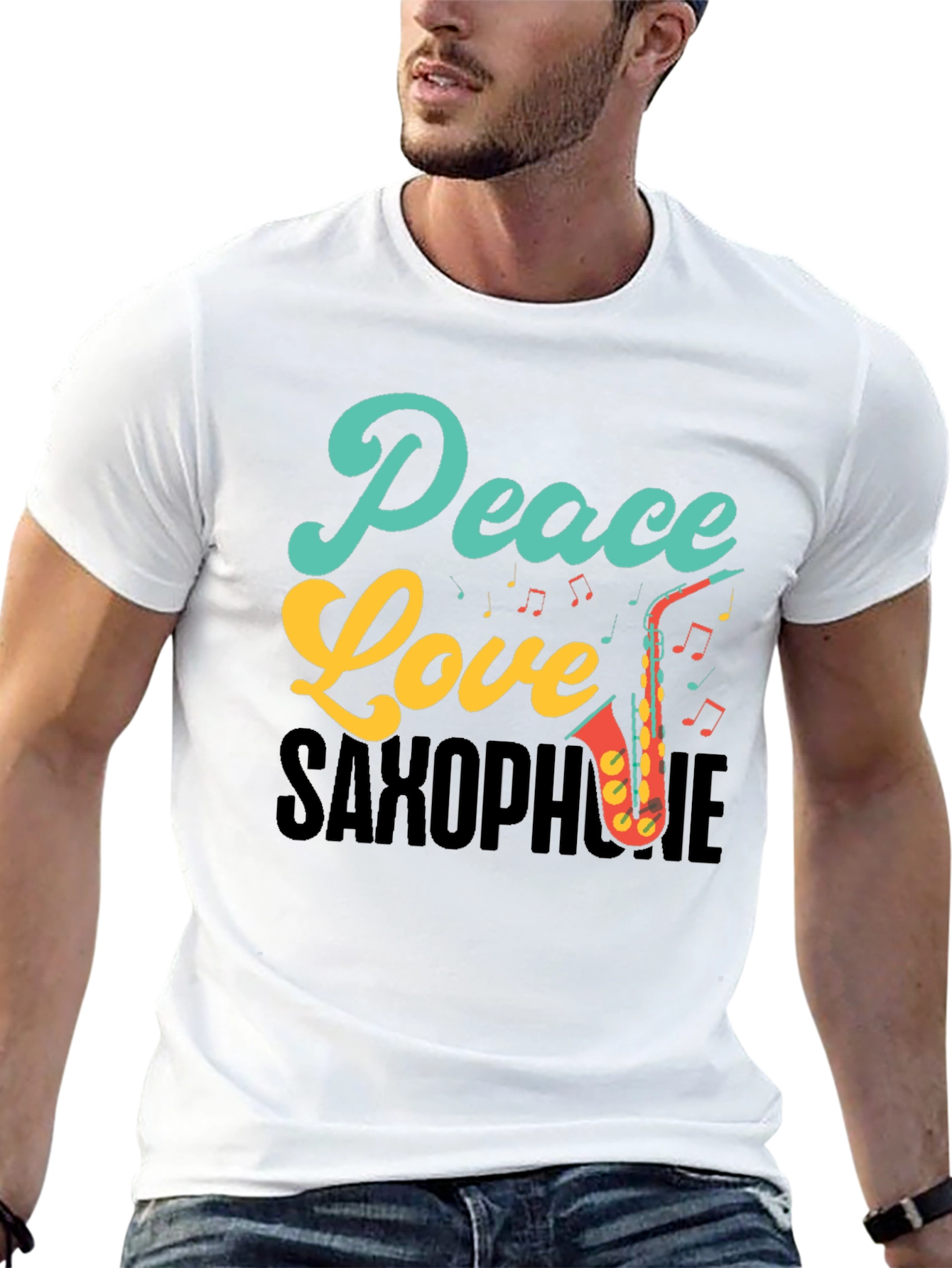 Peace Love Saxophone Graphic Tee