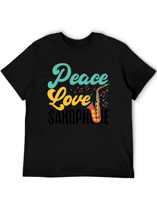 Peace Love Saxophone Graphic Tee