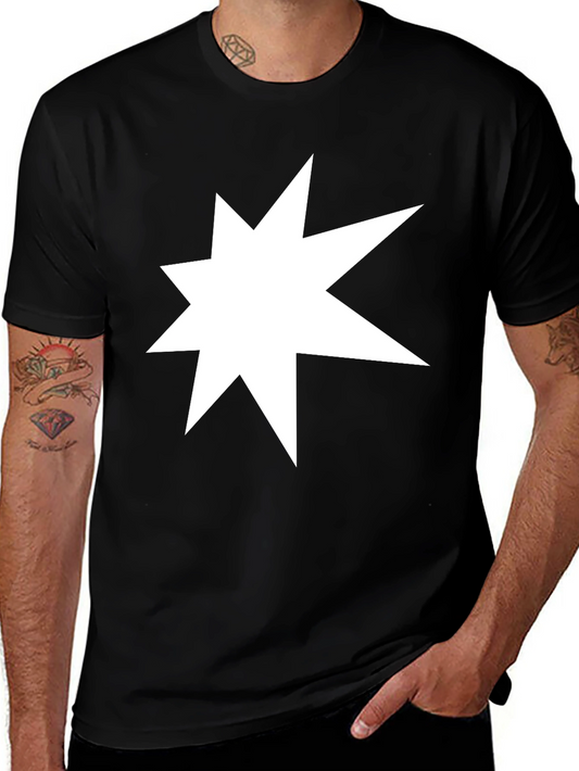 Starburst Graphic Tee - Black Cotton Casual T-Shirt