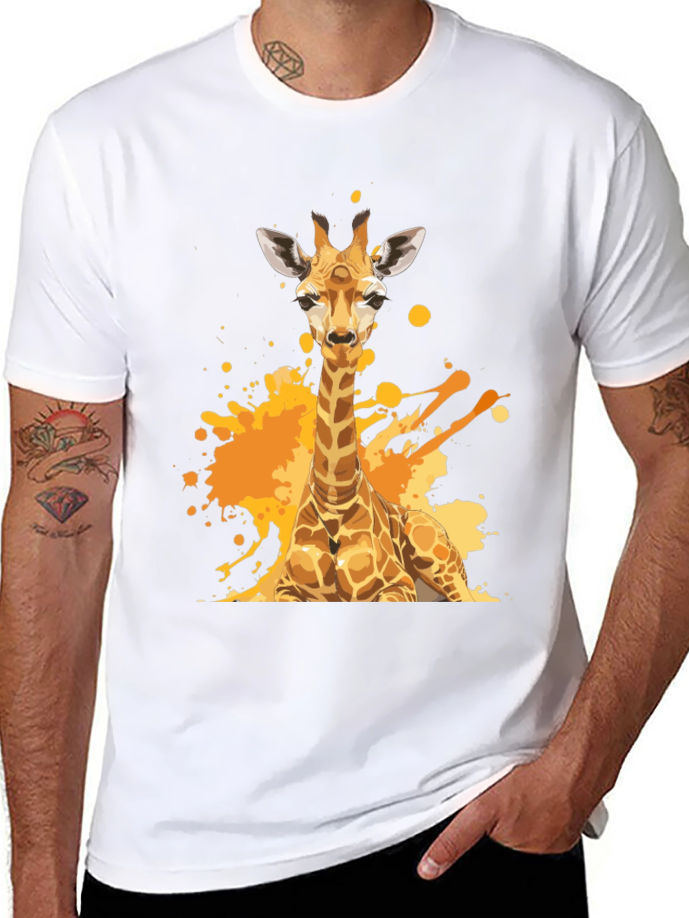 Giraffe Splash T-Shirt - Artistic Animal Tee