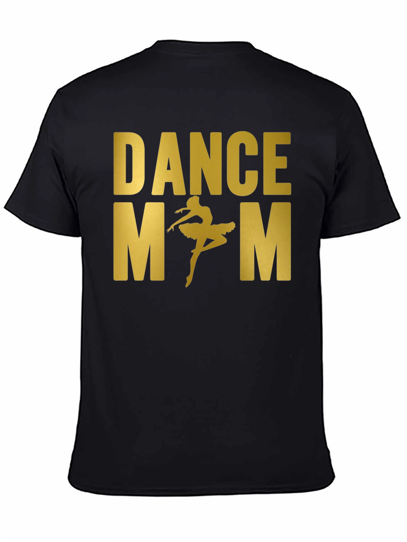 Dance Mom Tee - Gold Text Ballerina Black T-Shirt