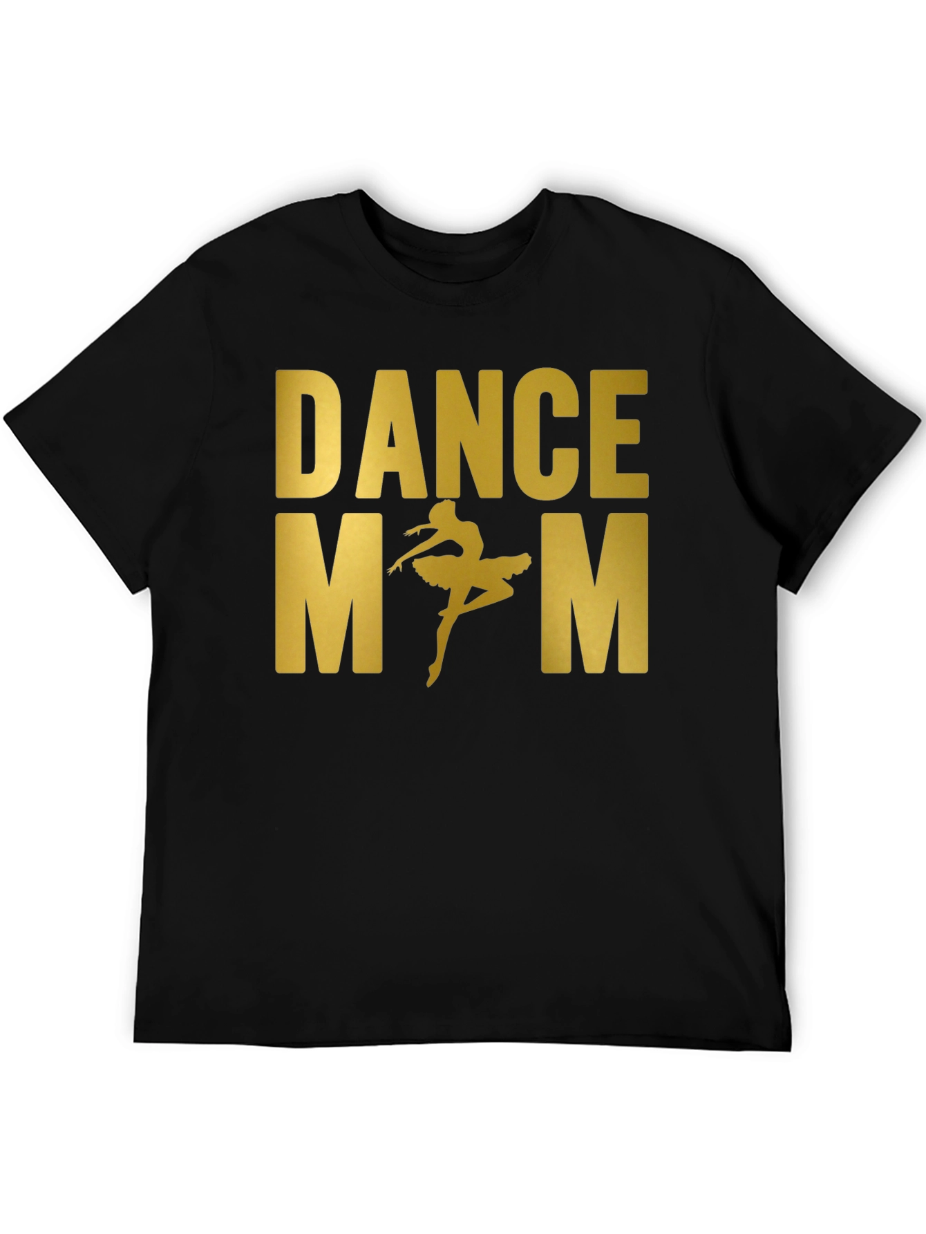 Dance Mom Tee - Gold Text Ballerina Black T-Shirt