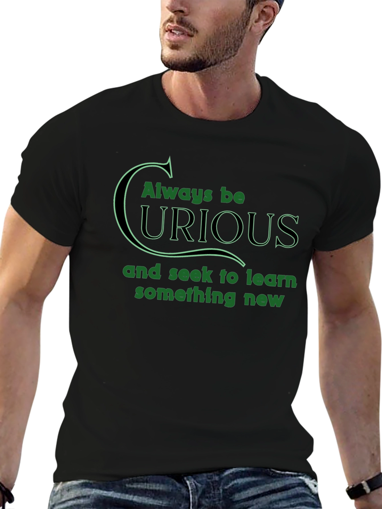 Always Be Curious Graphic T-Shirt - Black