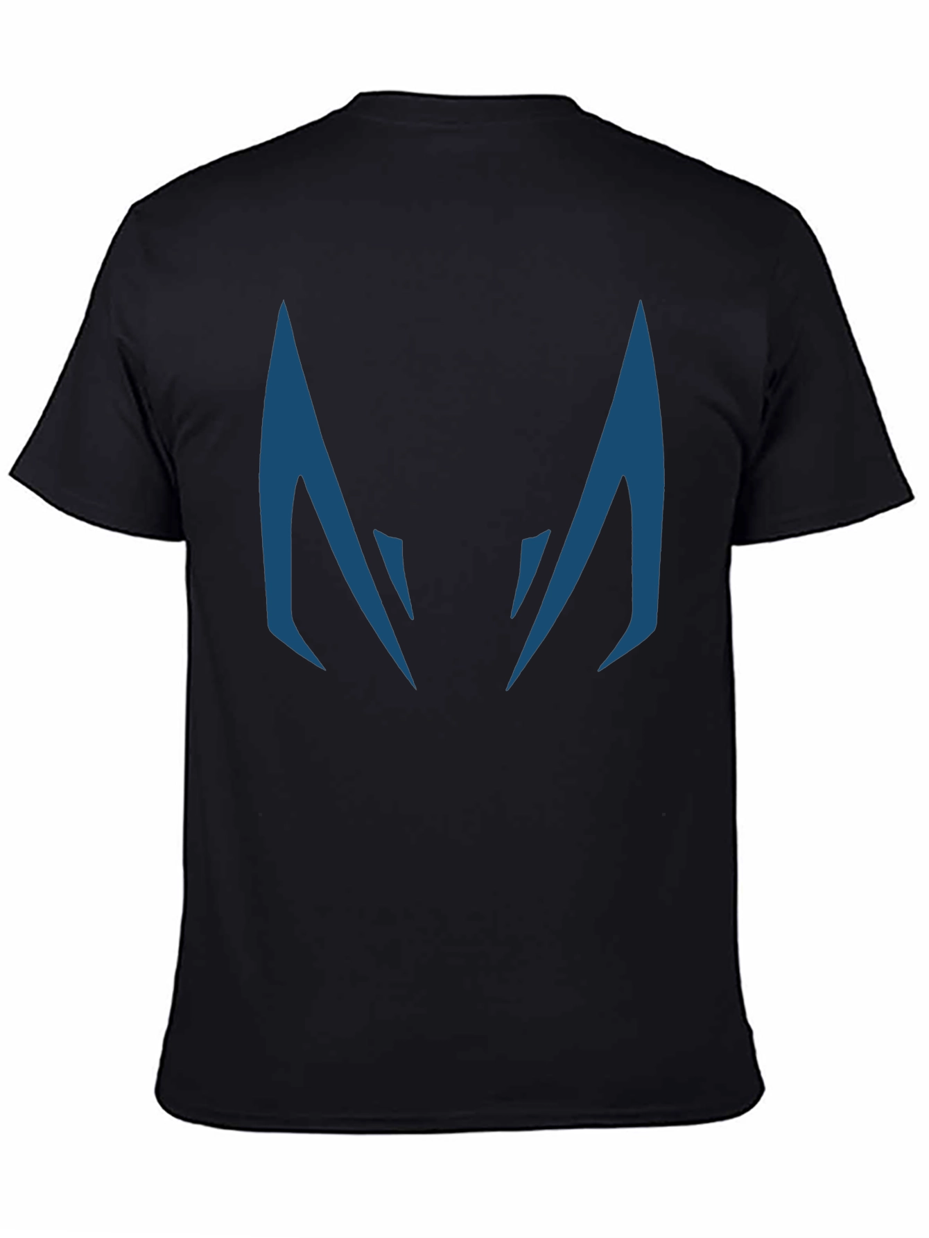 Blue Fanged Design Black Cotton T-Shirt