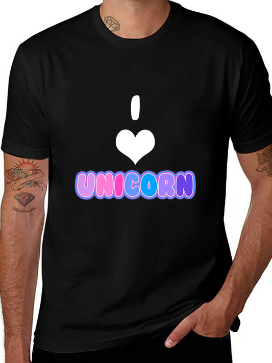 I Heart Unicorn T-Shirt - Black Cotton Blend