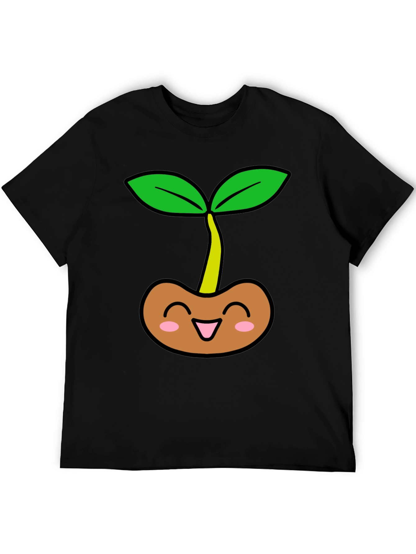 Cute Sprout Graphic Tee - Black Cotton T-Shirt