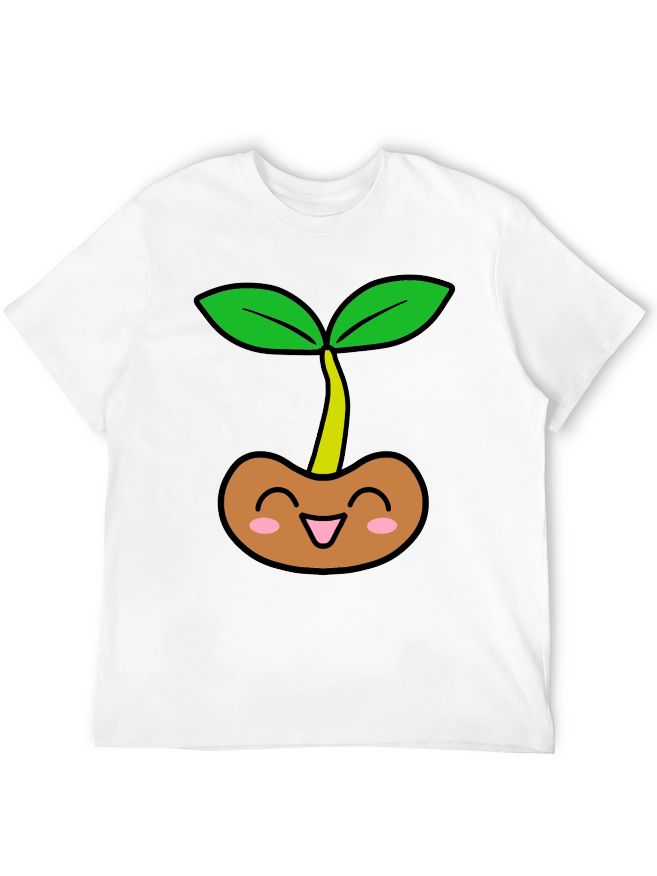 Cute Sprout Graphic Tee - Black Cotton T-Shirt