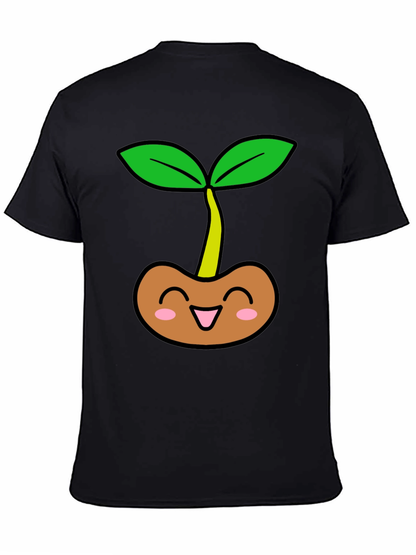 Cute Sprout Graphic Tee - Black Cotton T-Shirt