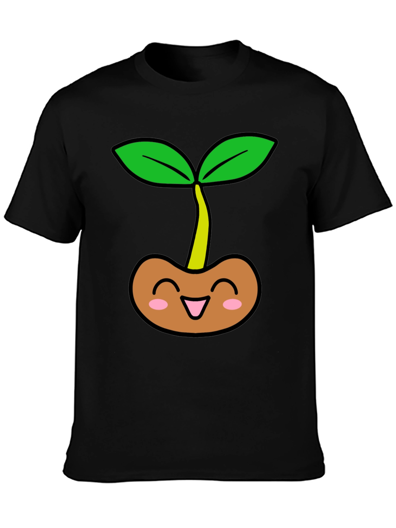 Cute Sprout Graphic Tee - Black Cotton T-Shirt
