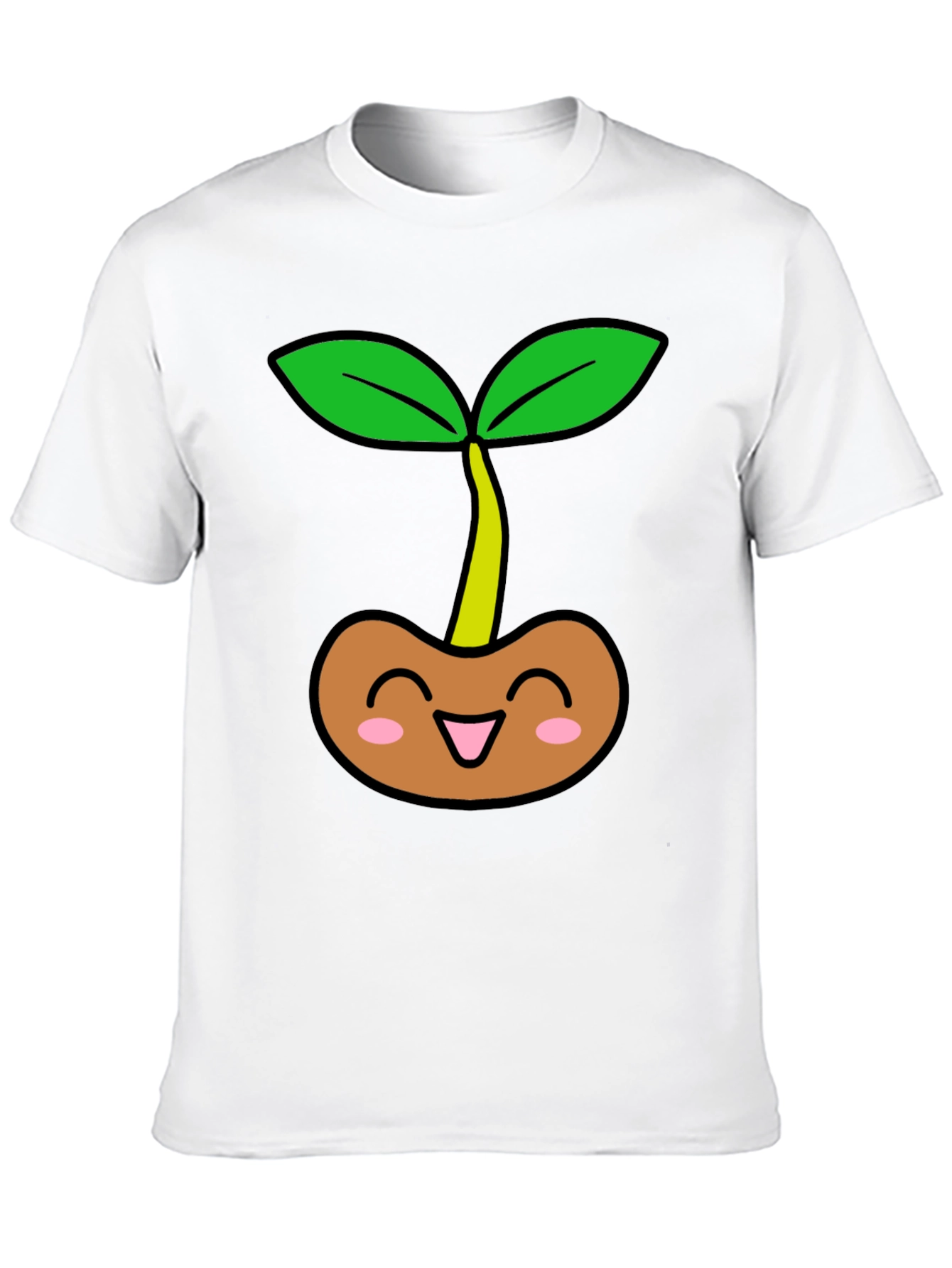 Cute Sprout Graphic Tee - Black Cotton T-Shirt