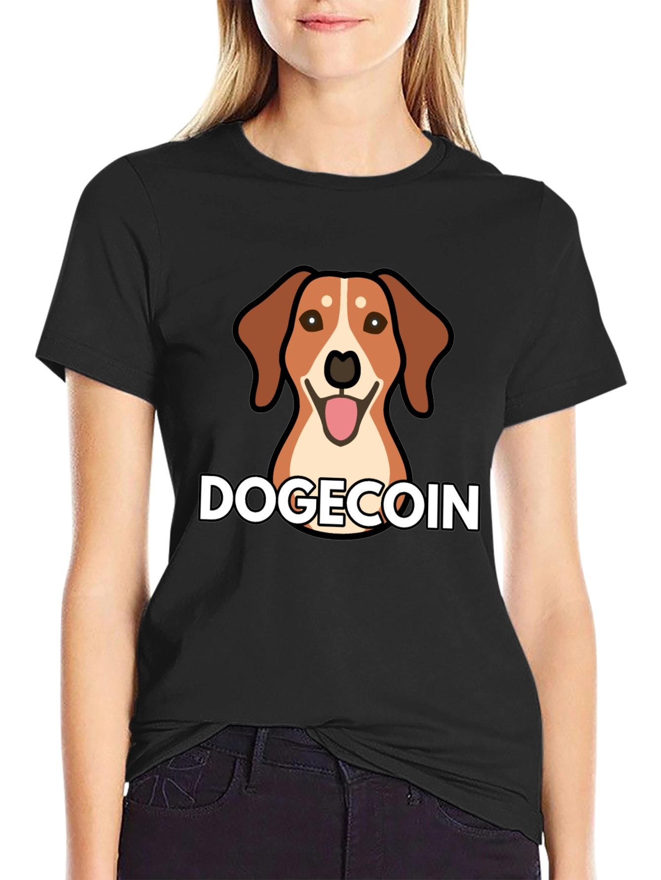 Dogecoin Dog T-Shirt - Black