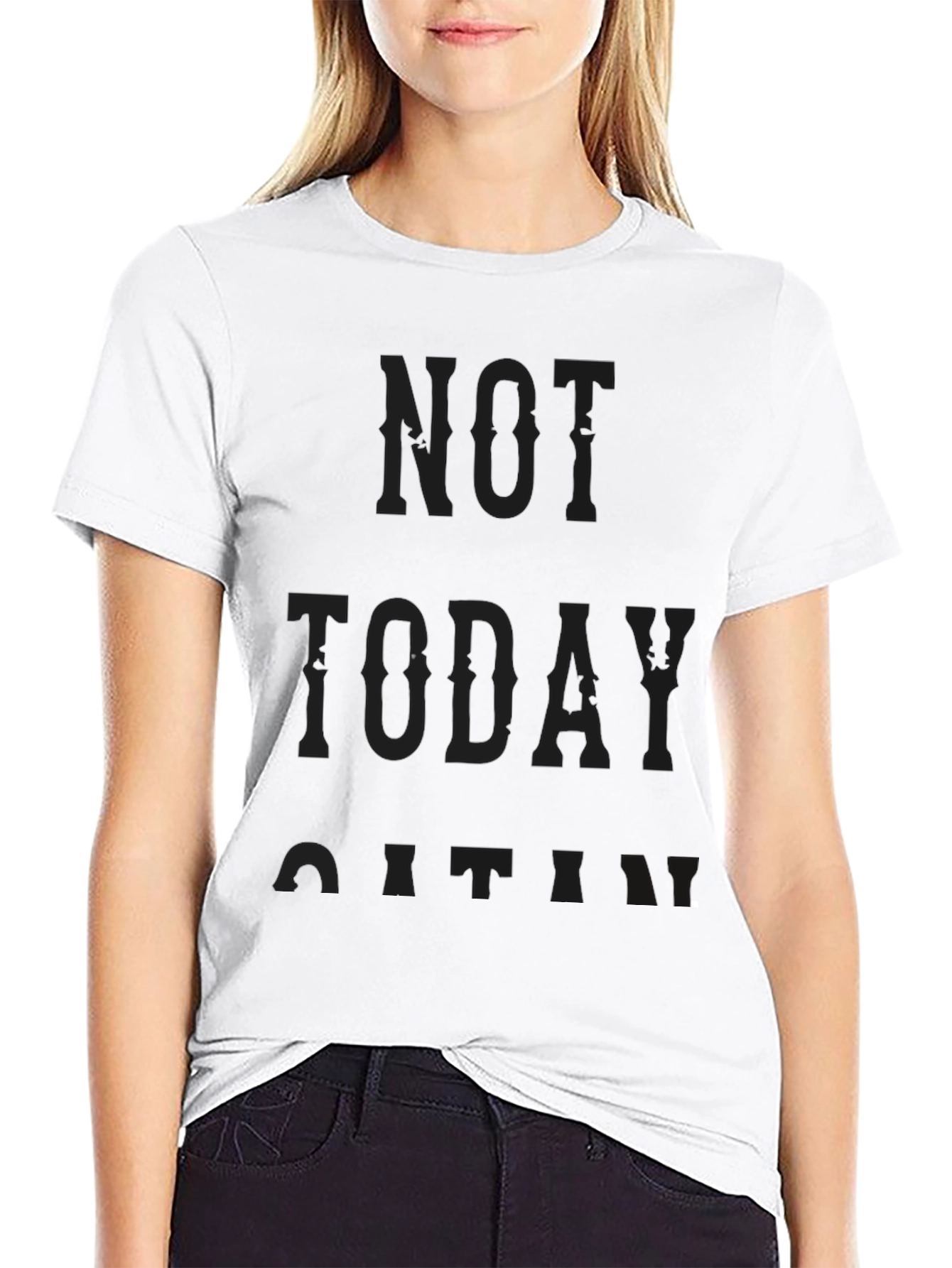 Not Today Satan Graphic Tee - Black