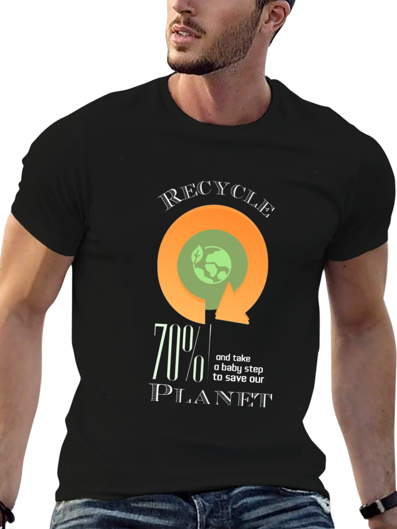 Recycle 70% Planet Graphic Print Tee