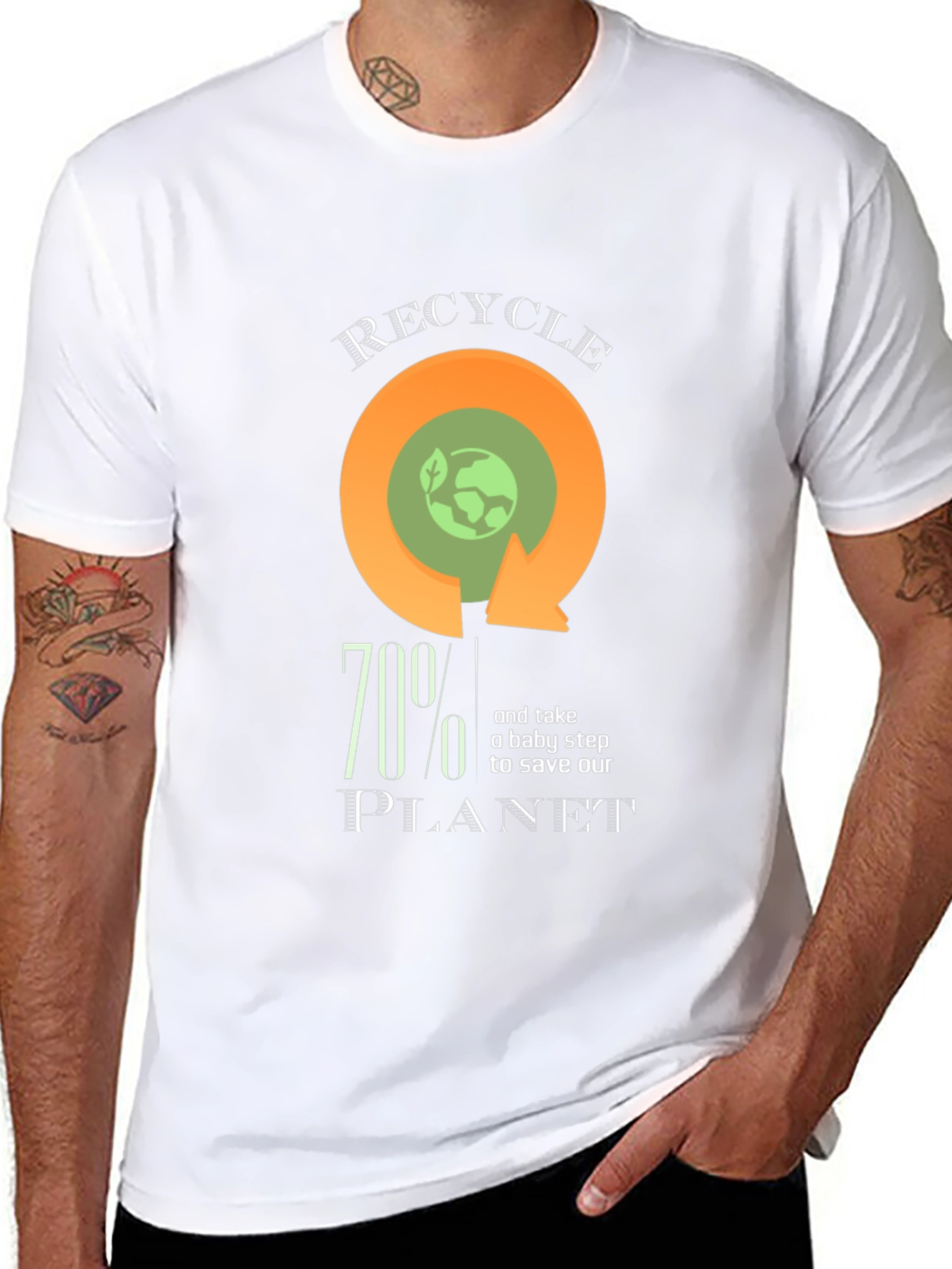 Recycle 70% Planet Graphic Print Tee