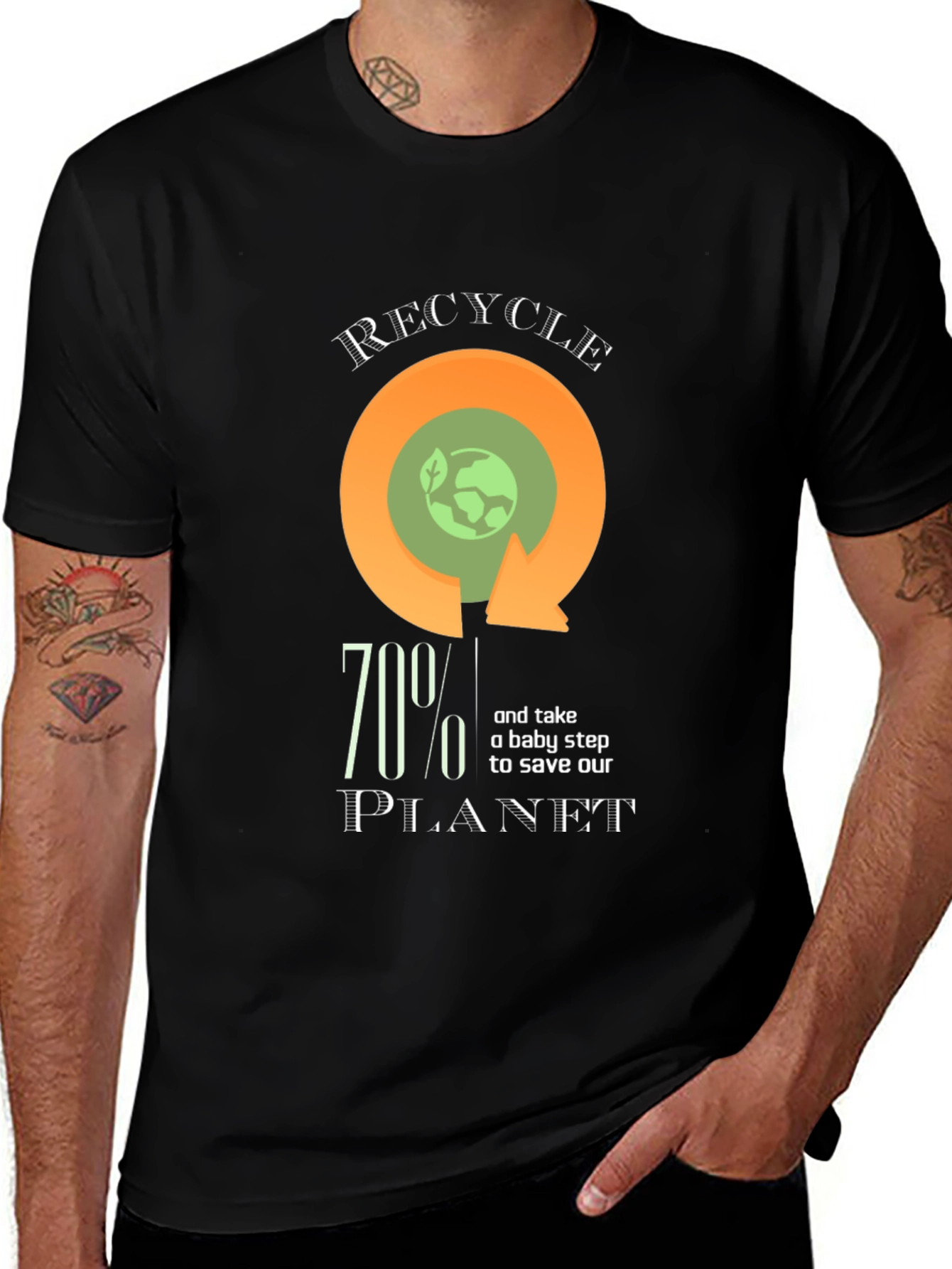 Recycle 70% Planet Graphic Print Tee