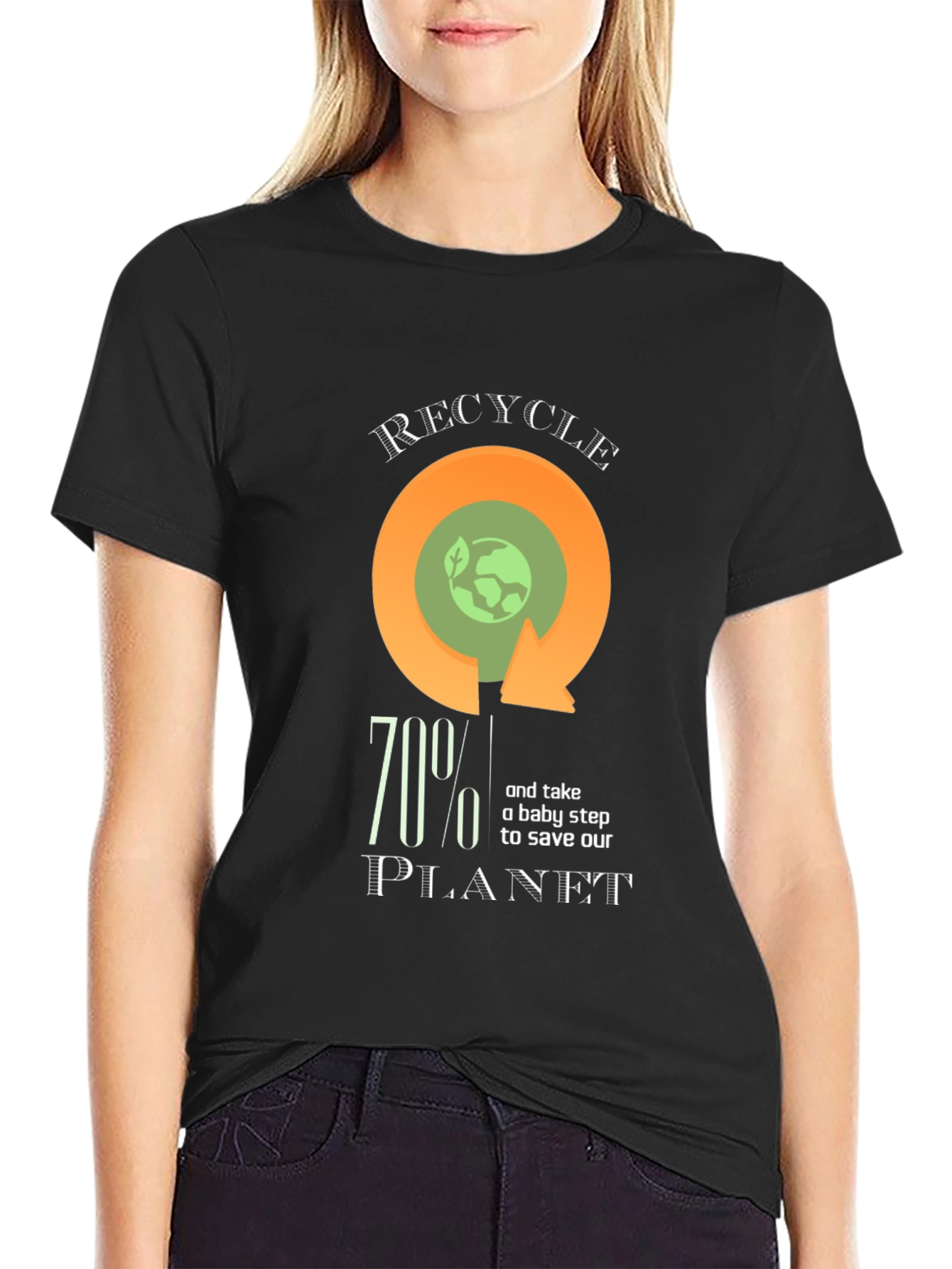 Recycle 70% Planet Graphic Print Tee
