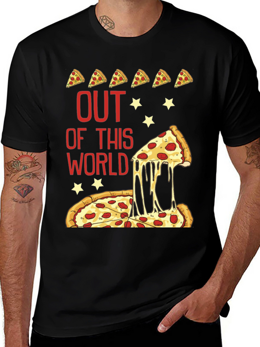 Out of This World Pizza T-Shirt - Black Cotton Tee