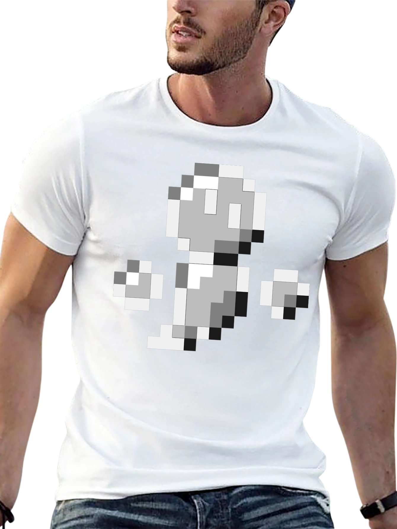 8-Bit Ghost Graphic Black T-Shirt