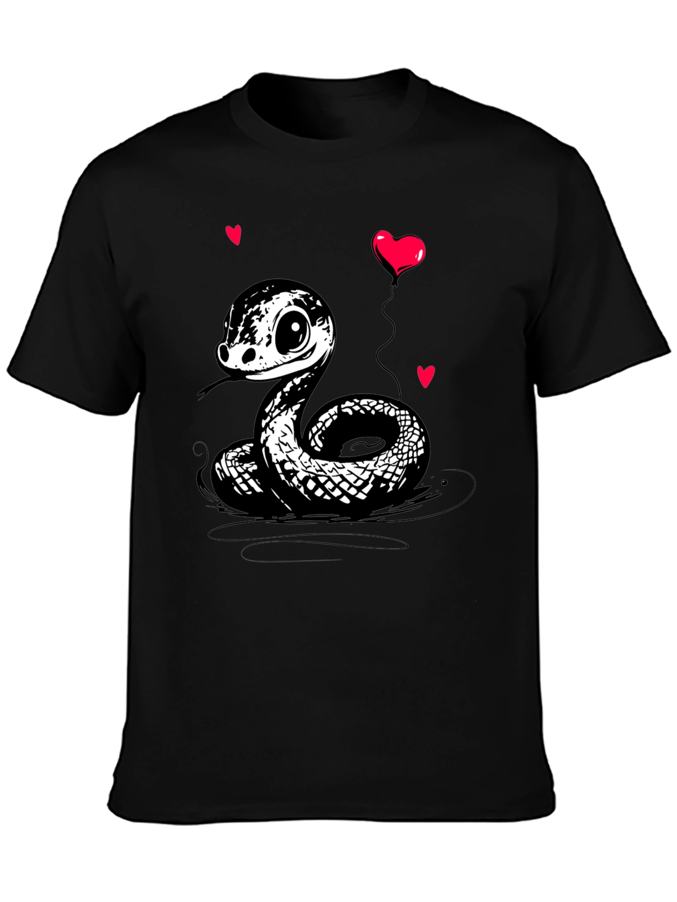 Cute Cartoon Snake T-Shirt with Heart Balloon