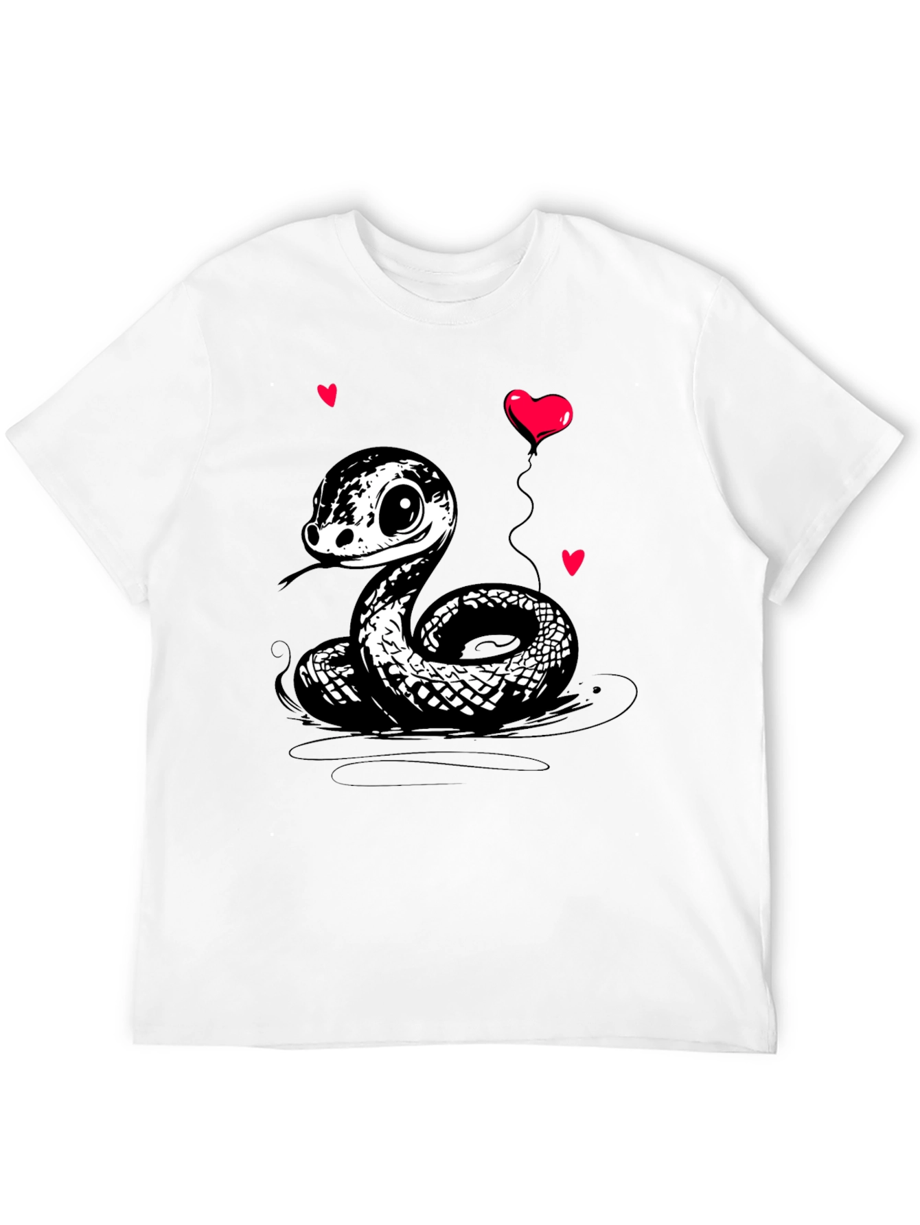 Cute Cartoon Snake T-Shirt with Heart Balloon