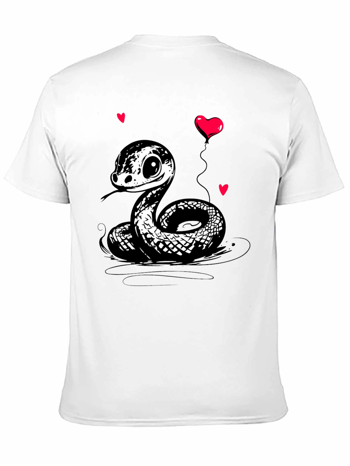 Cute Cartoon Snake T-Shirt with Heart Balloon