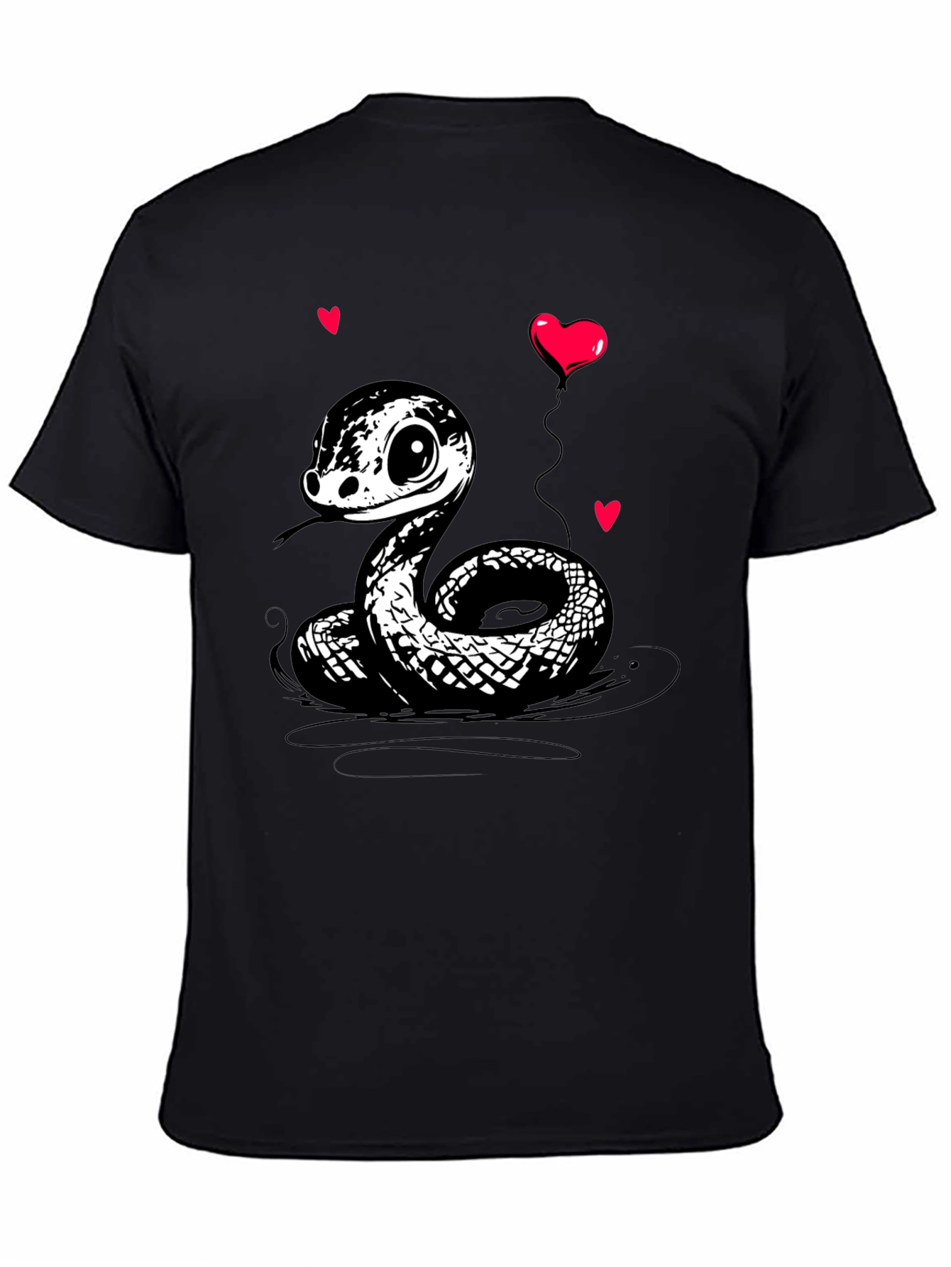Cute Cartoon Snake T-Shirt with Heart Balloon