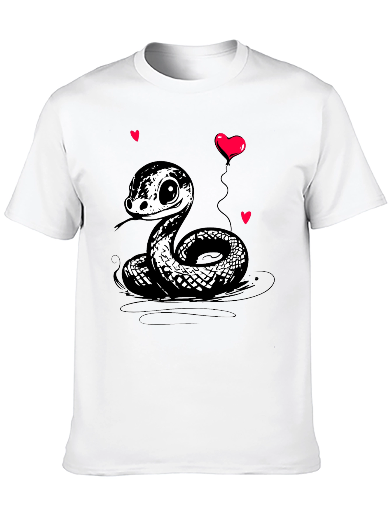 Cute Cartoon Snake T-Shirt with Heart Balloon