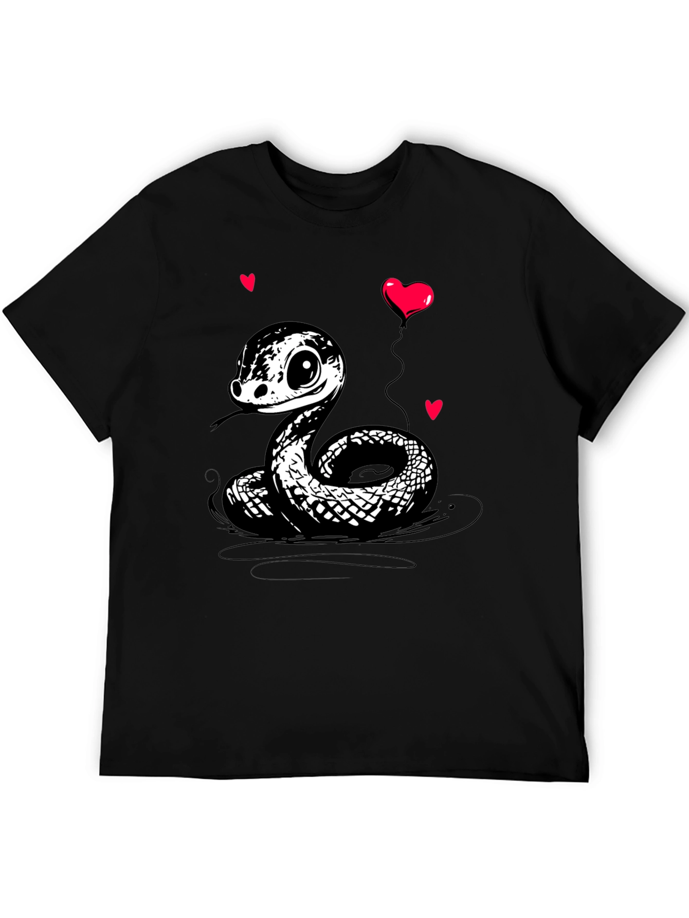 Cute Cartoon Snake T-Shirt with Heart Balloon