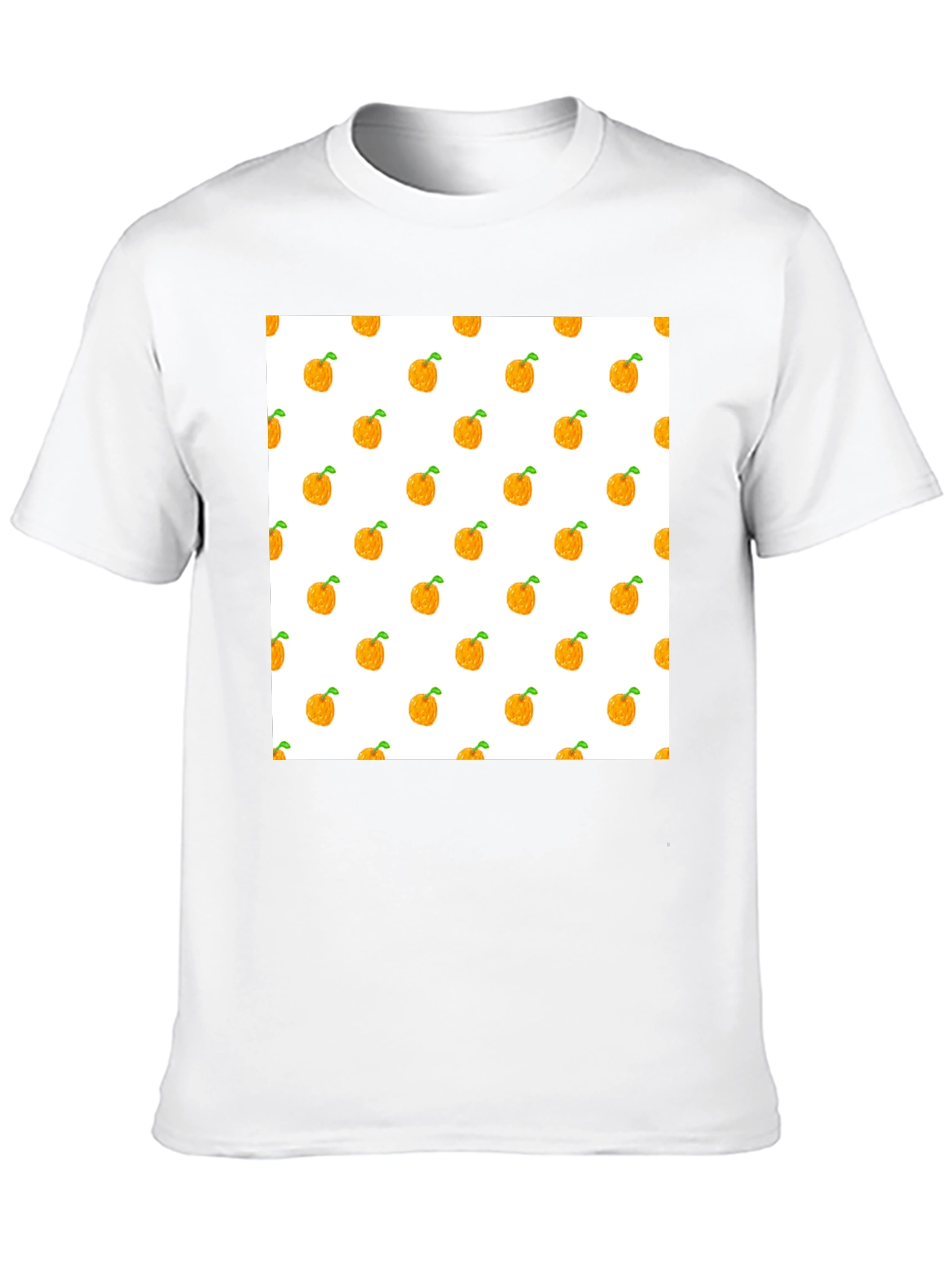 Orange Fruit Pattern Black T-Shirt