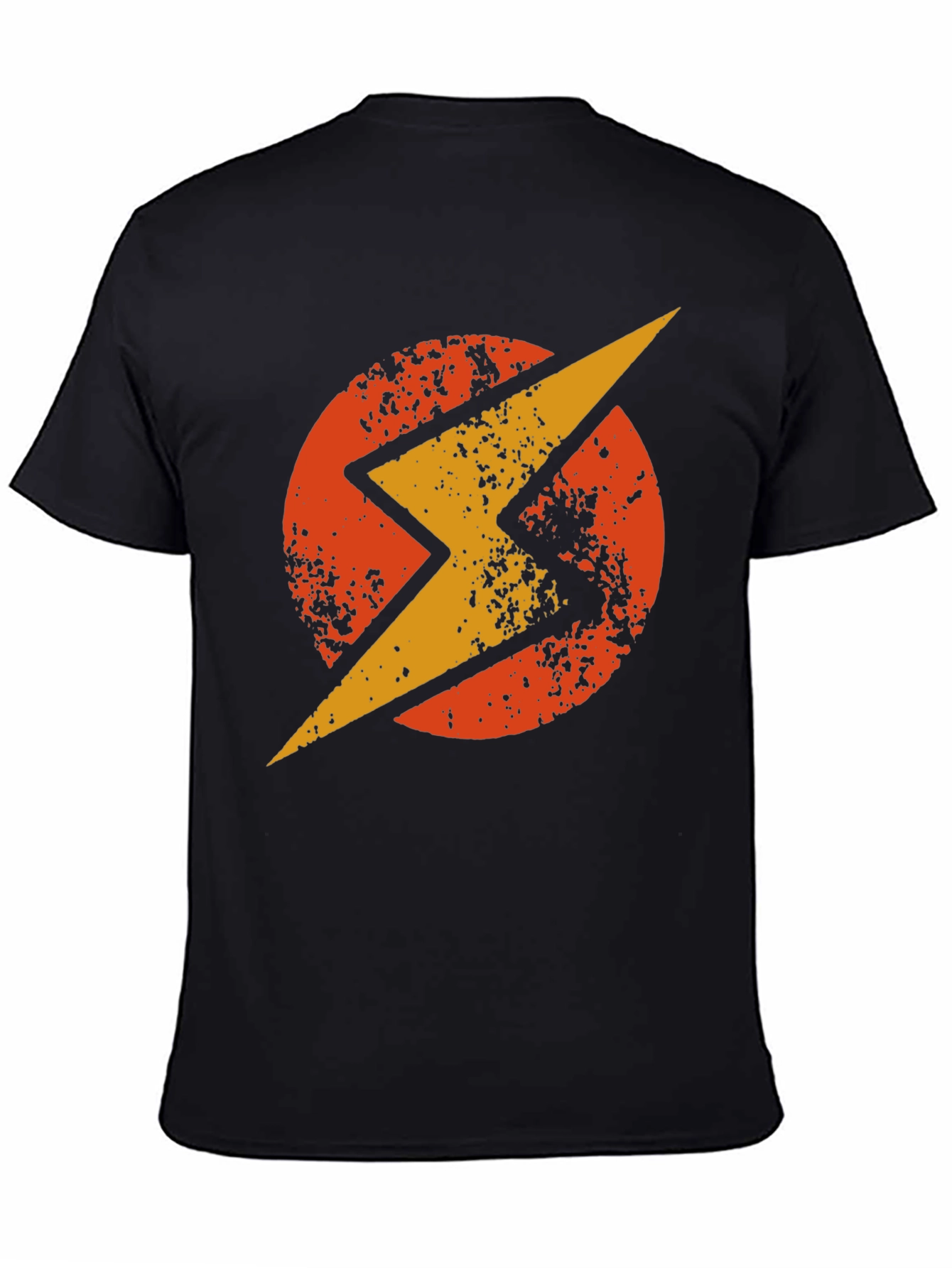 Retro Lightning Bolt Graphic T-Shirt - Black