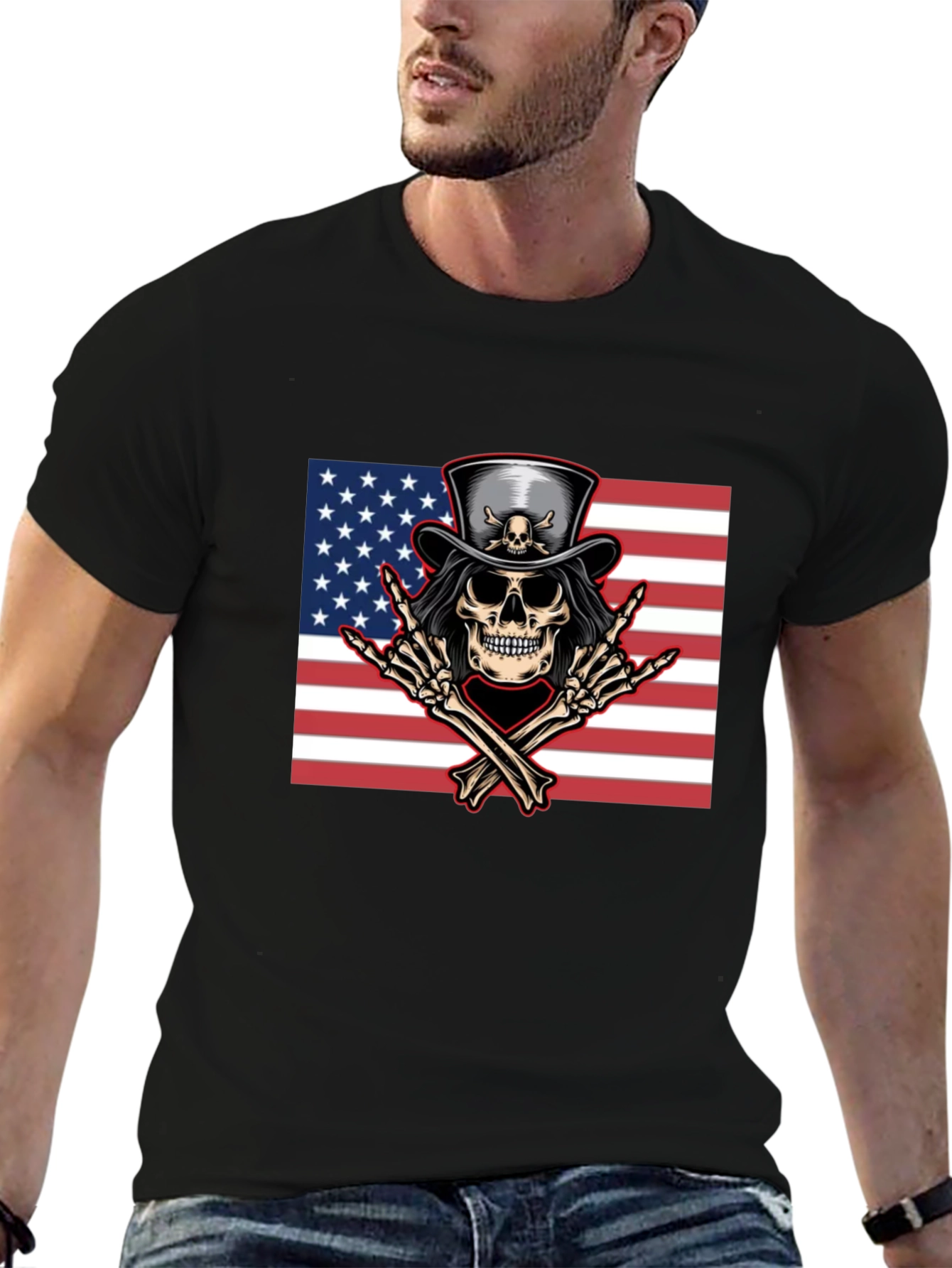 American Skull Rocker Tee - Black